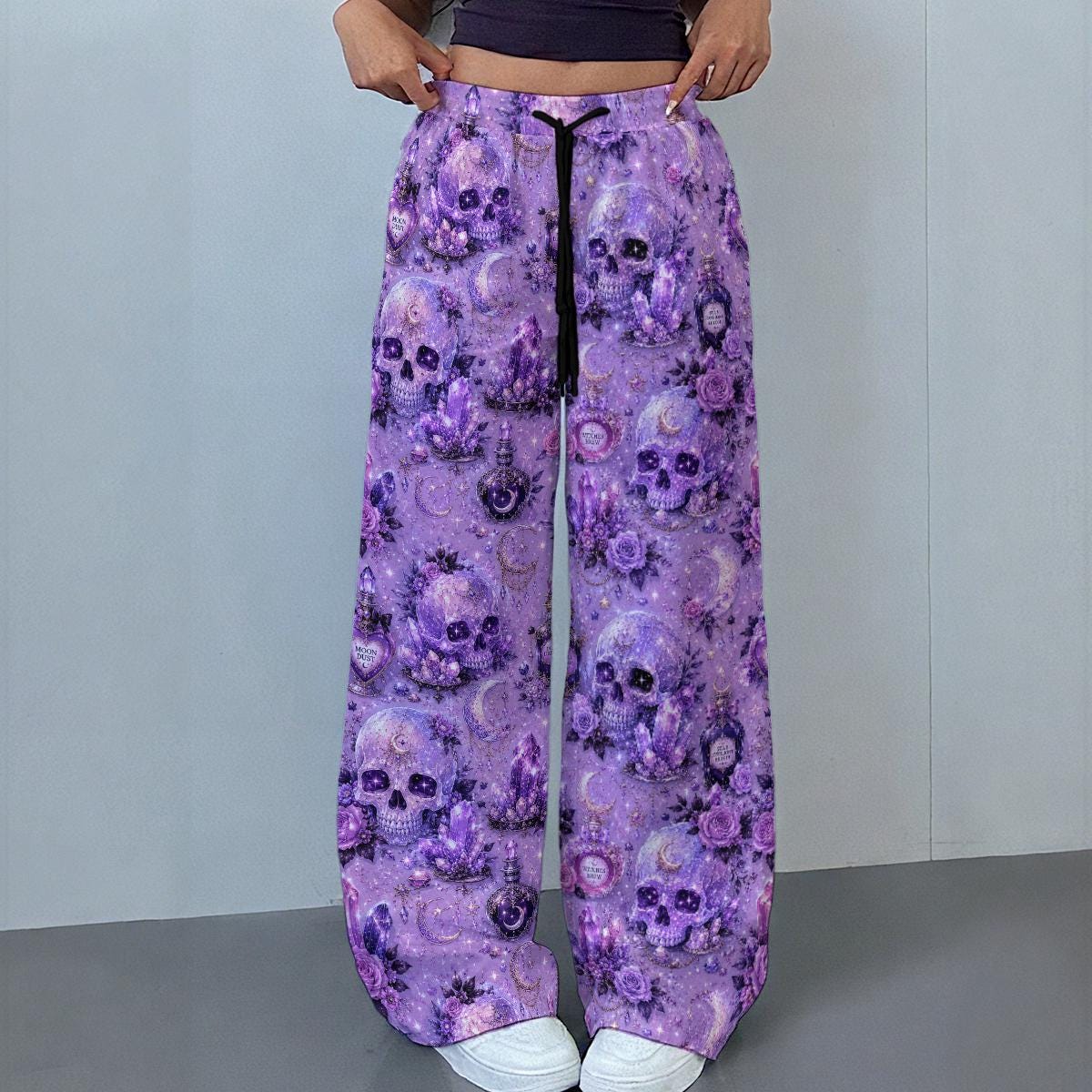 Crystal Skull Garden | Pastel Goth Collection | Women's Casual Pants
