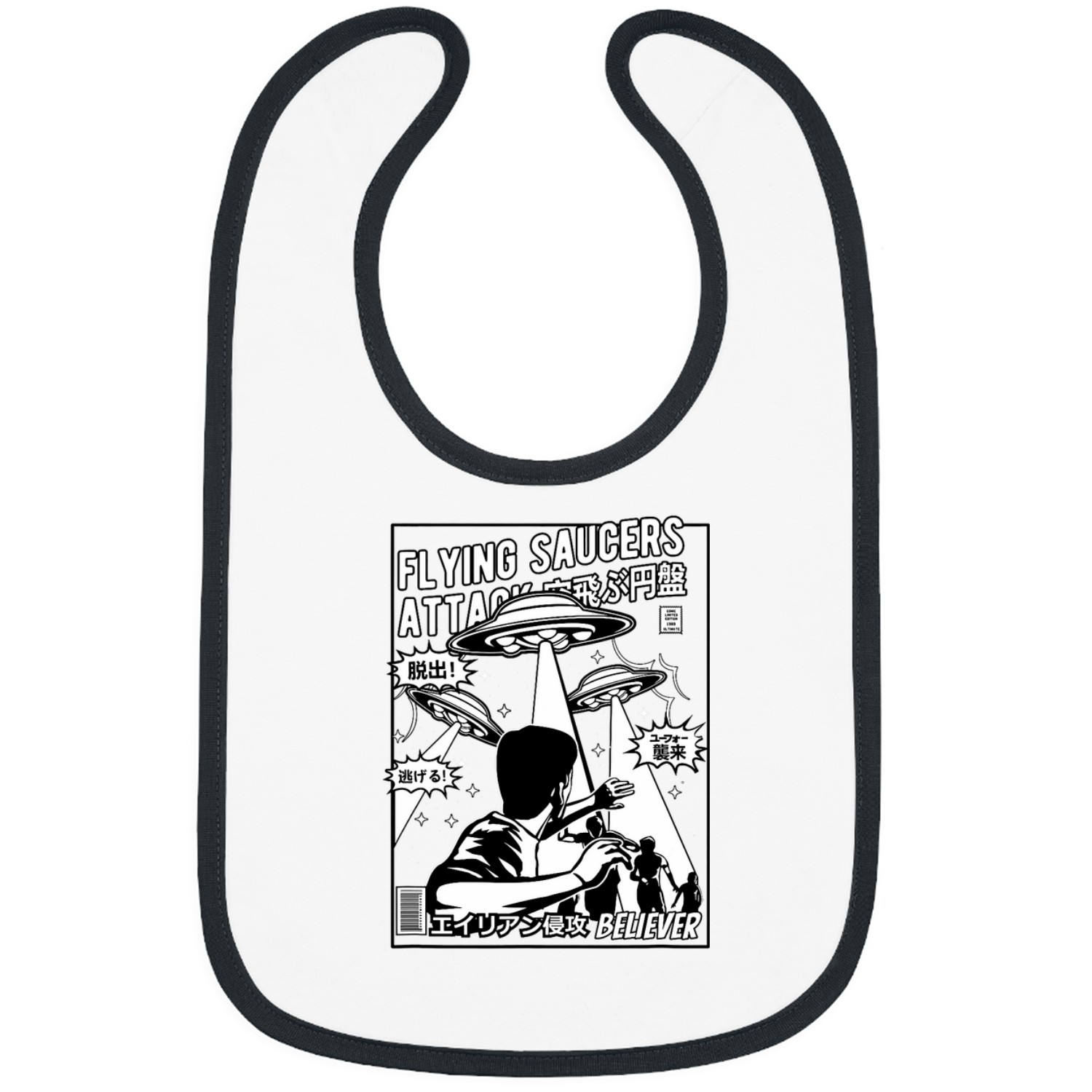 Comic Beliver Flying Saucers Bibs
