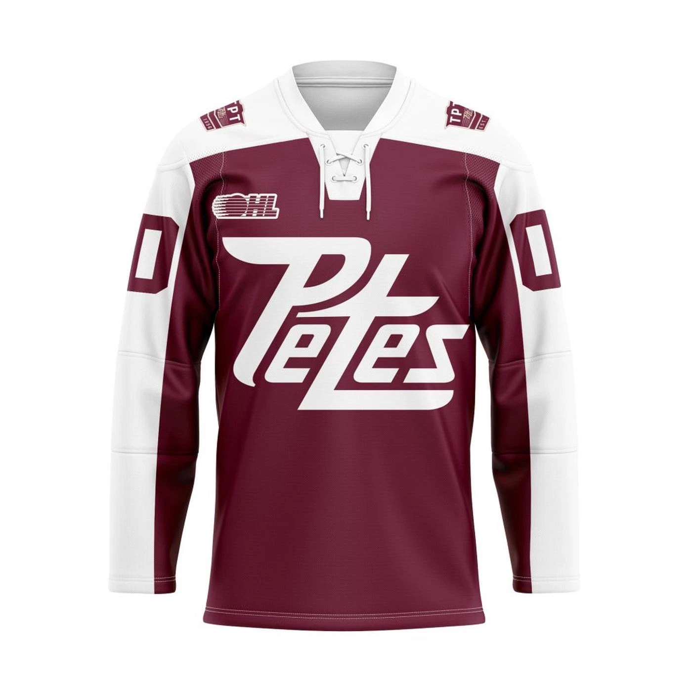 Peterborough Petes Personalized Maroon Lace Hockey Shirt