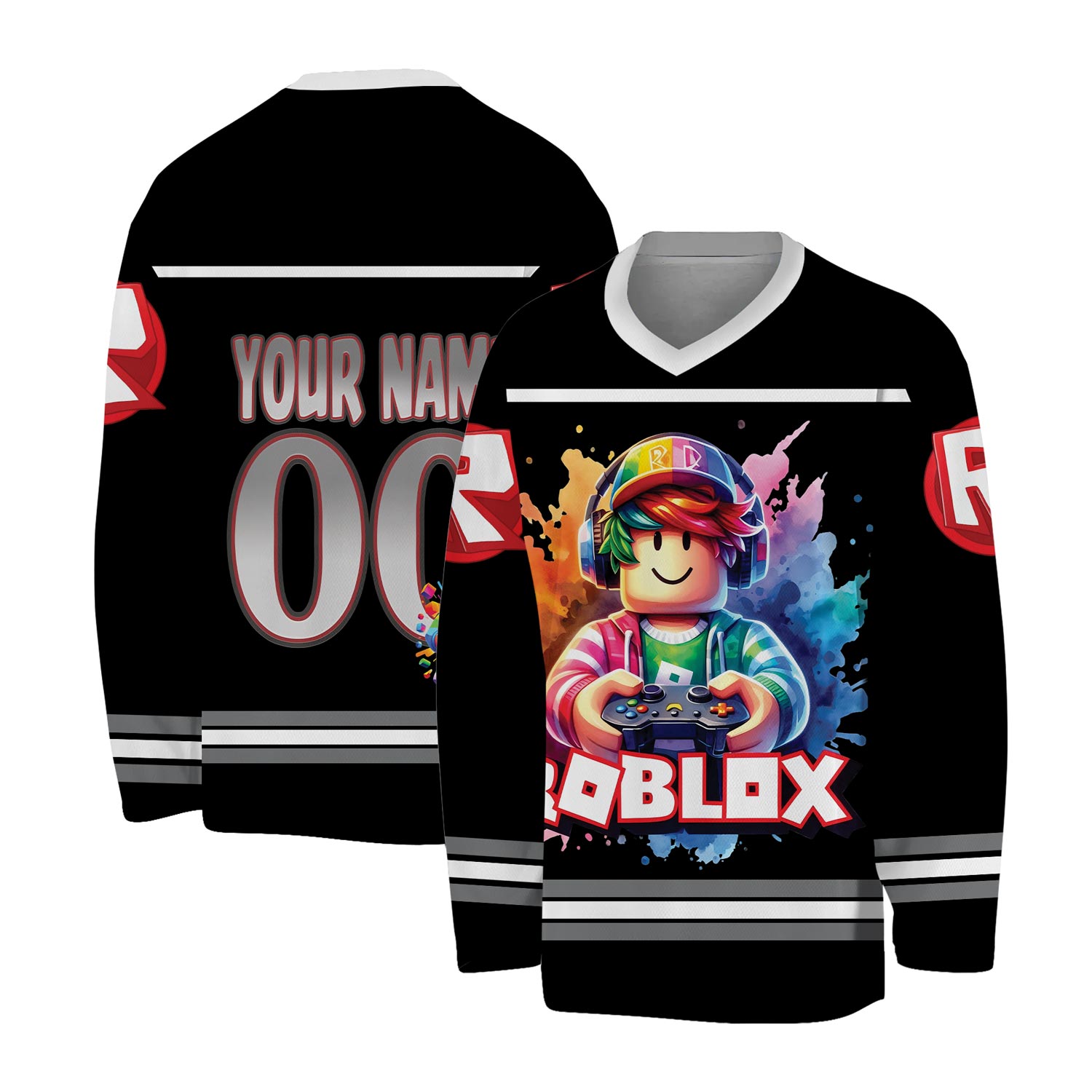 Custom Roblox Hockey Jersey, Personalized Gamer Name & Number, Gaming Birthday Gift, Gamer Team Jersey, Roblox Shirt