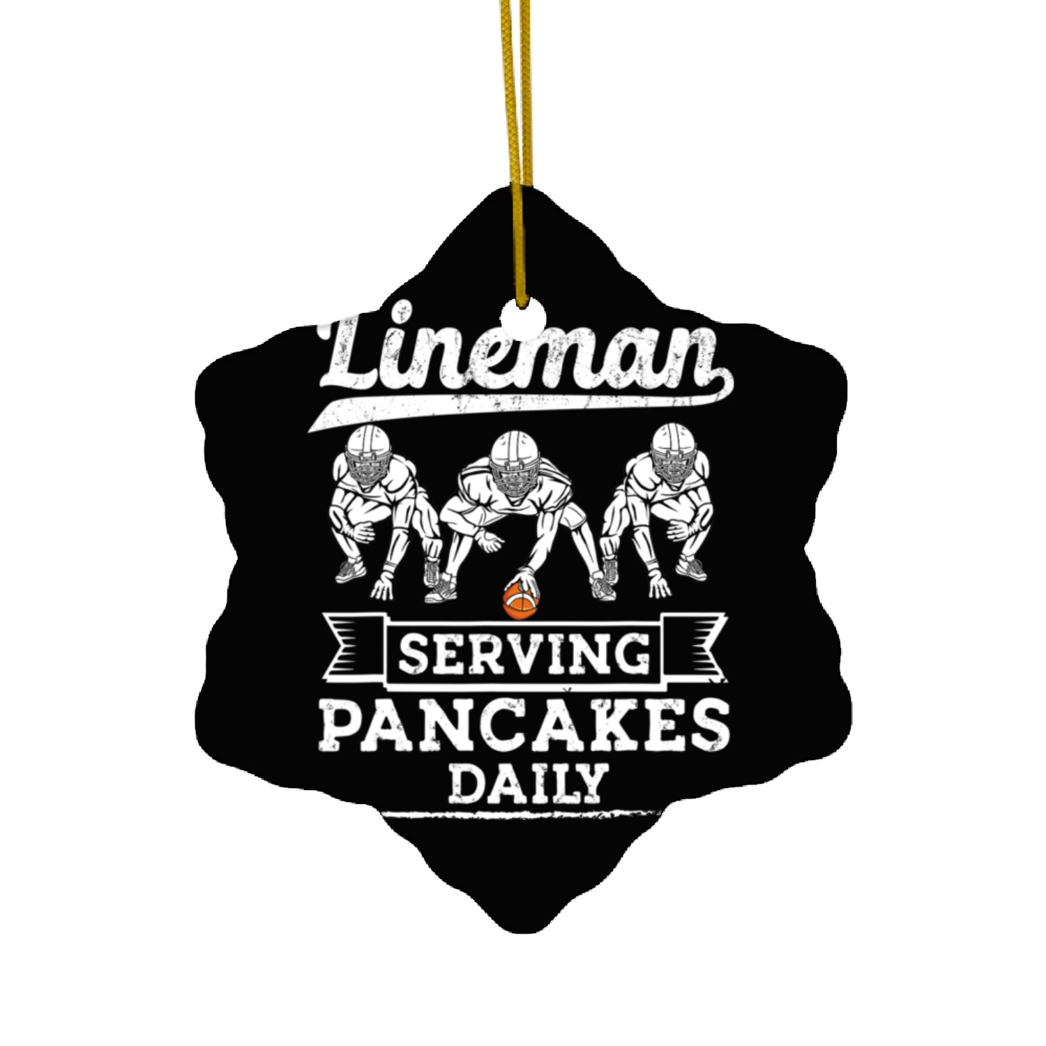 Football Lineman Serving Pancakes Daily Offensive Ceramic Ornaments