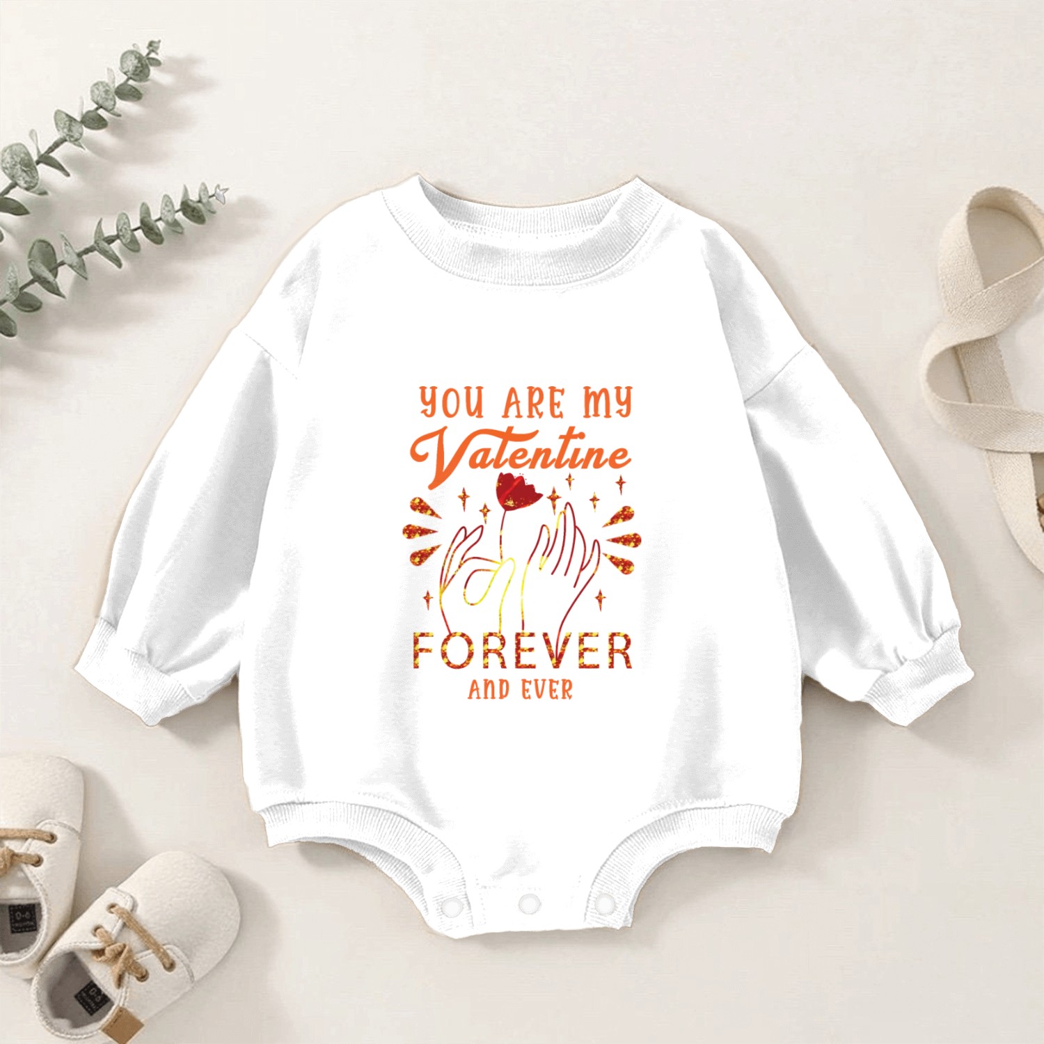 You are my valentine forever and ever Baby Romper Sweatshirts