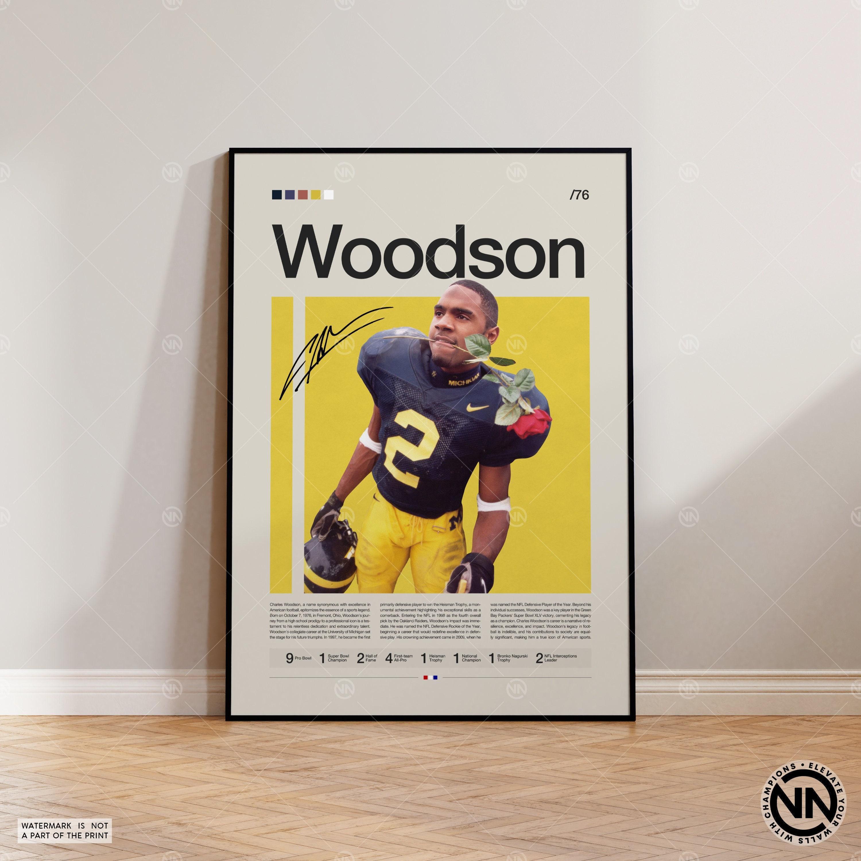 Charles Woodson Poster, Michigan Wolverines, football Poster, Sports Poster, football Fans, Football Poster, football Wall Art, Sports Bedroom Posters