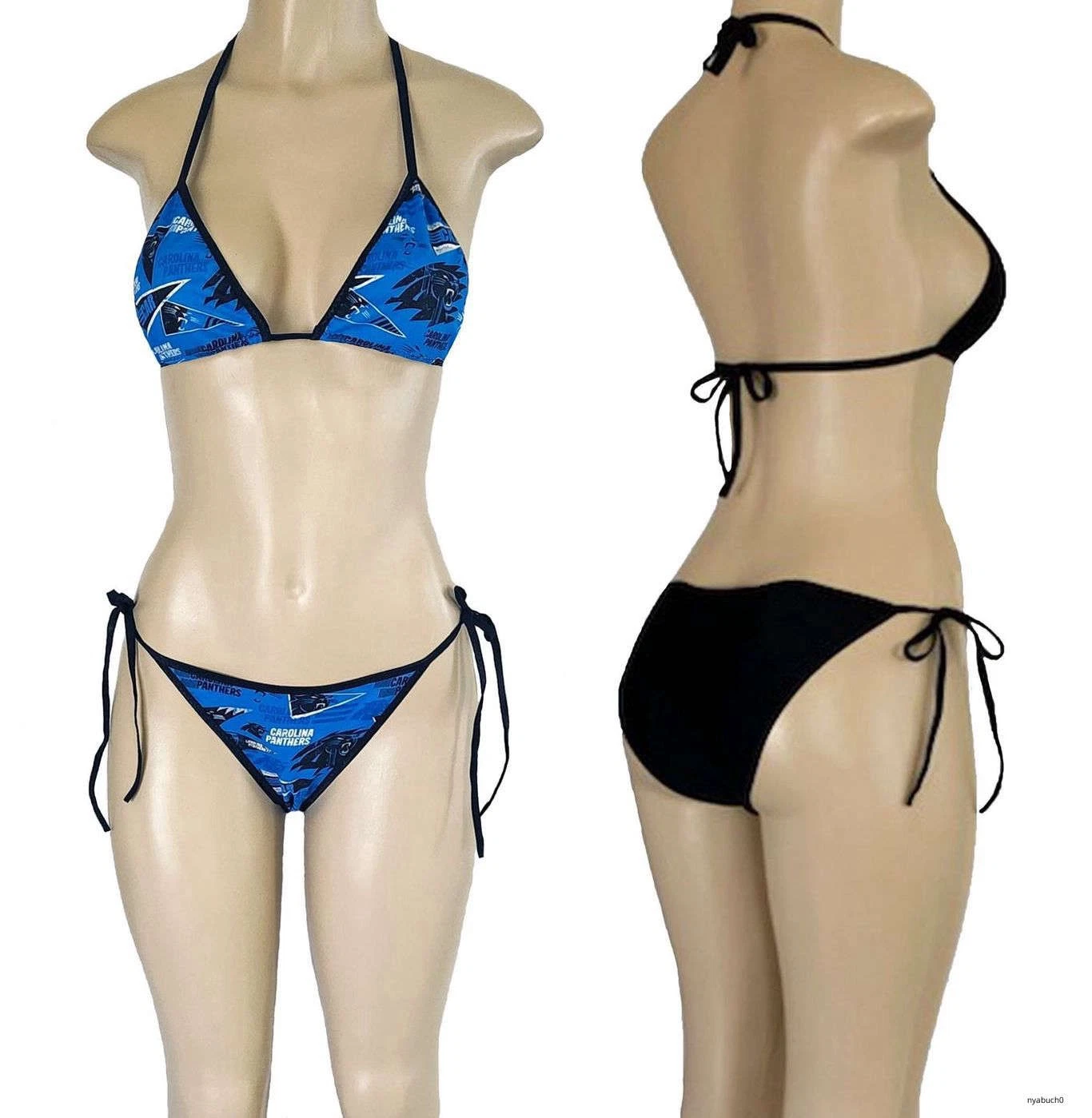Carolina Panthers String Bikini Set, Two Piece Swimsuit Beachwear Sexy Bikini