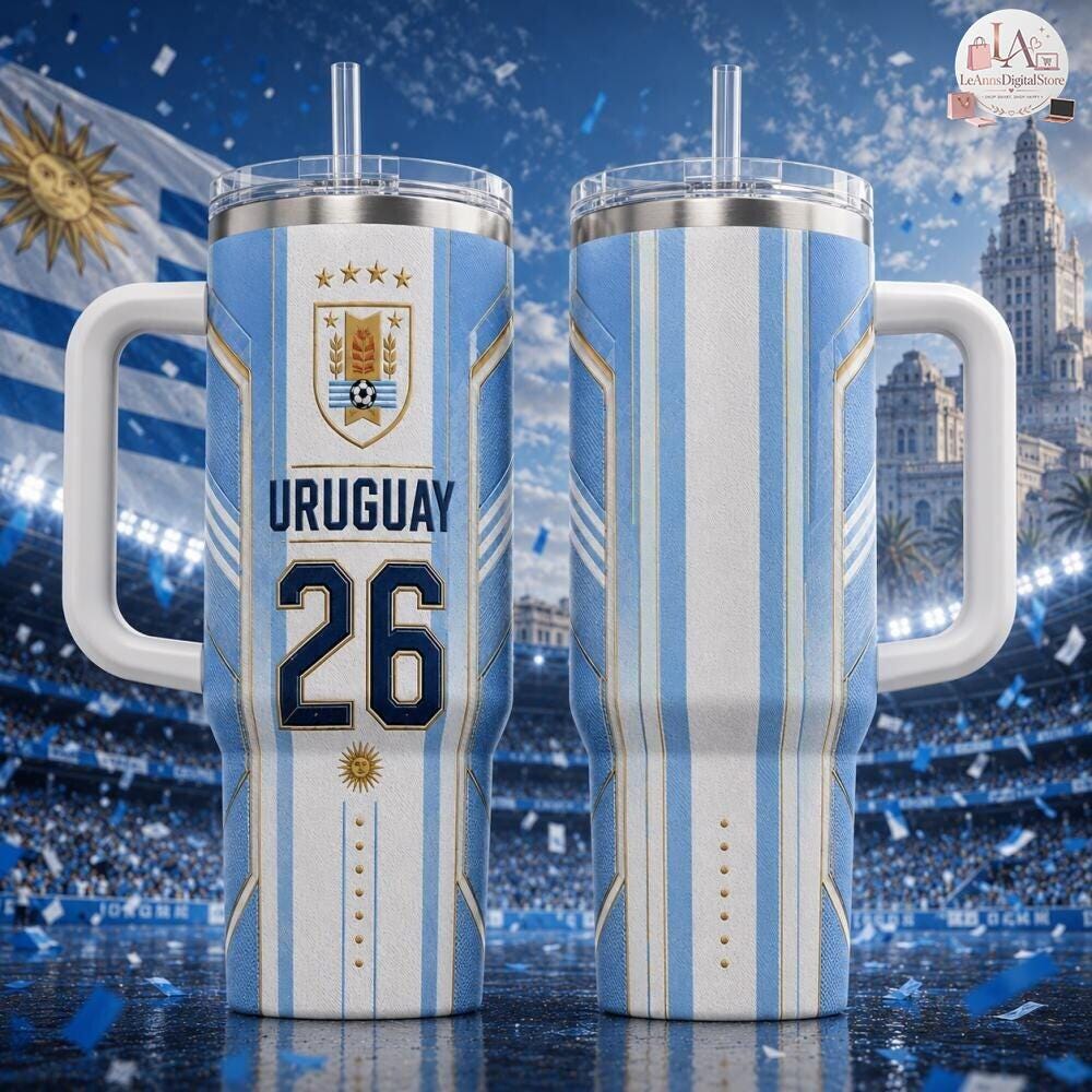 Personalized Soccer 2026 Uruguay 40OZ Tumbler, WC Custom Tumbler, 2026 Soccer World Tournament, International Game Day, Sport Lovers Tumbler