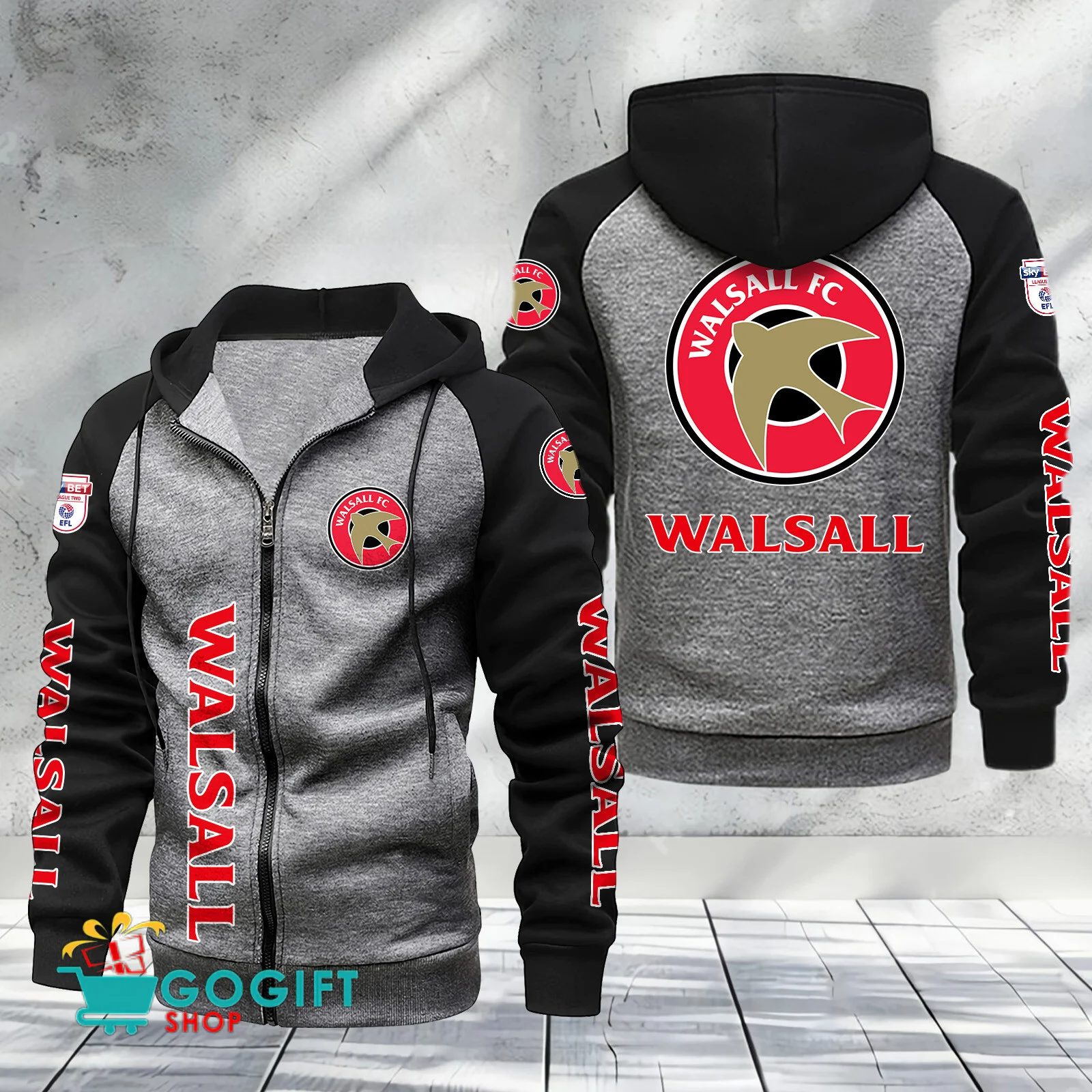 Walsall FC Sporty Style Raglan Zipper Hoodie