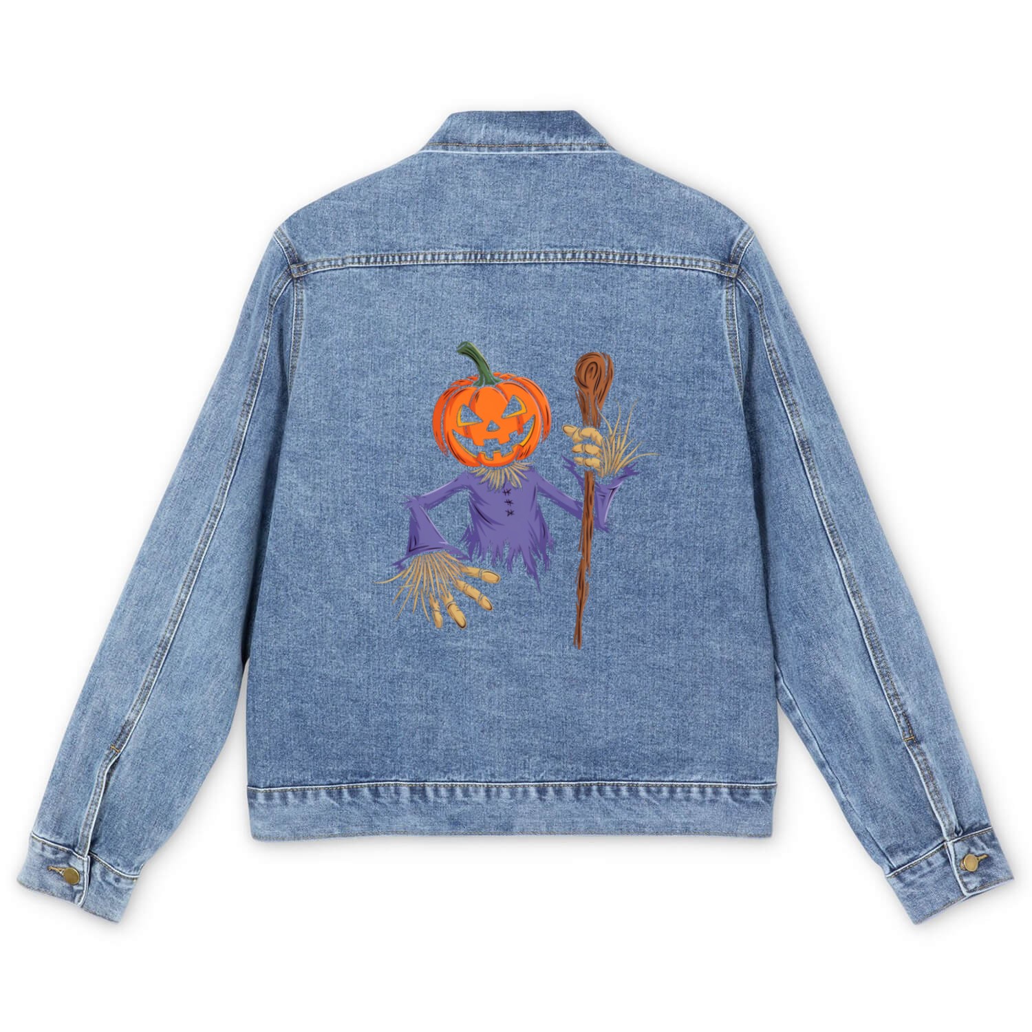 Spooky Halloween Scarecrow Men's Denim Jackets
