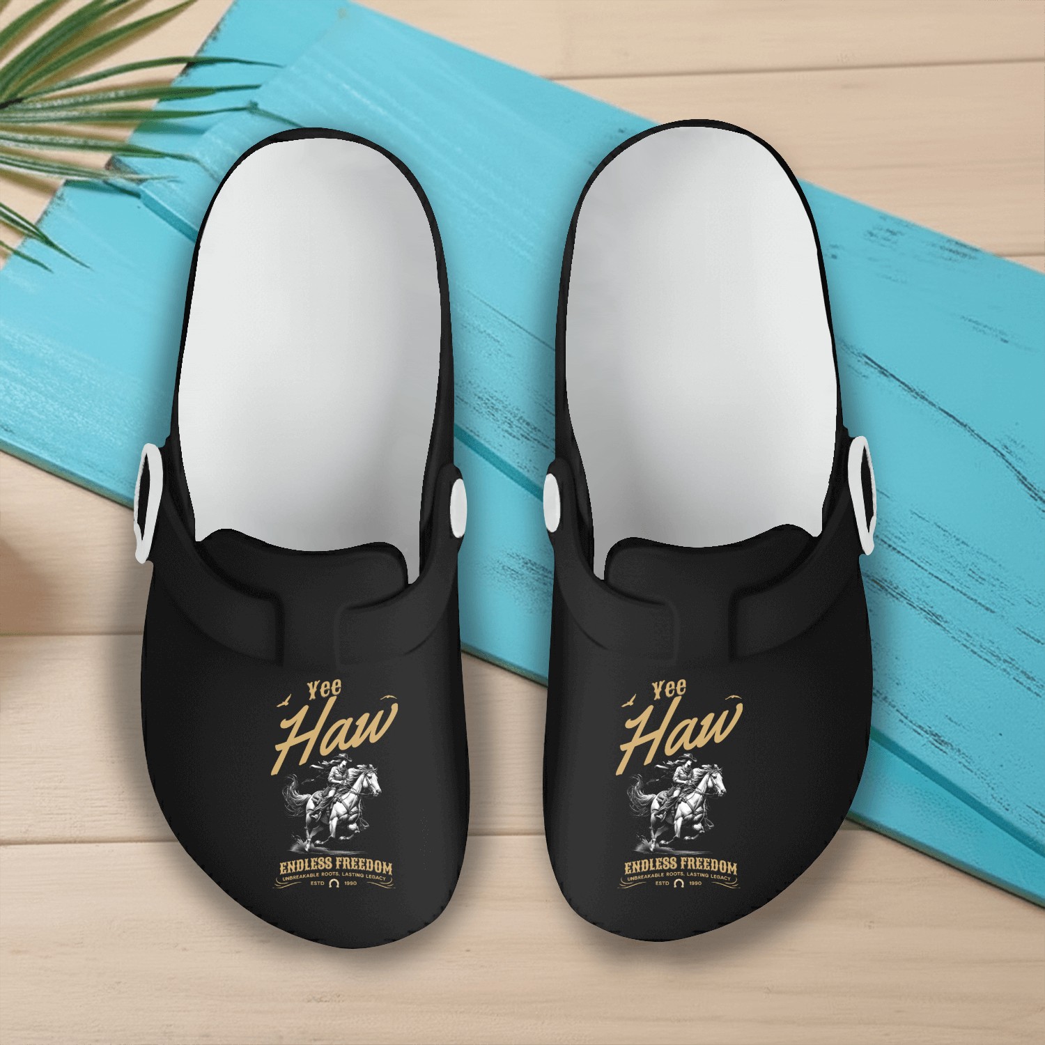 Yee Haw Cowgirl Riding Horse Vintage Western Slip On Clogs