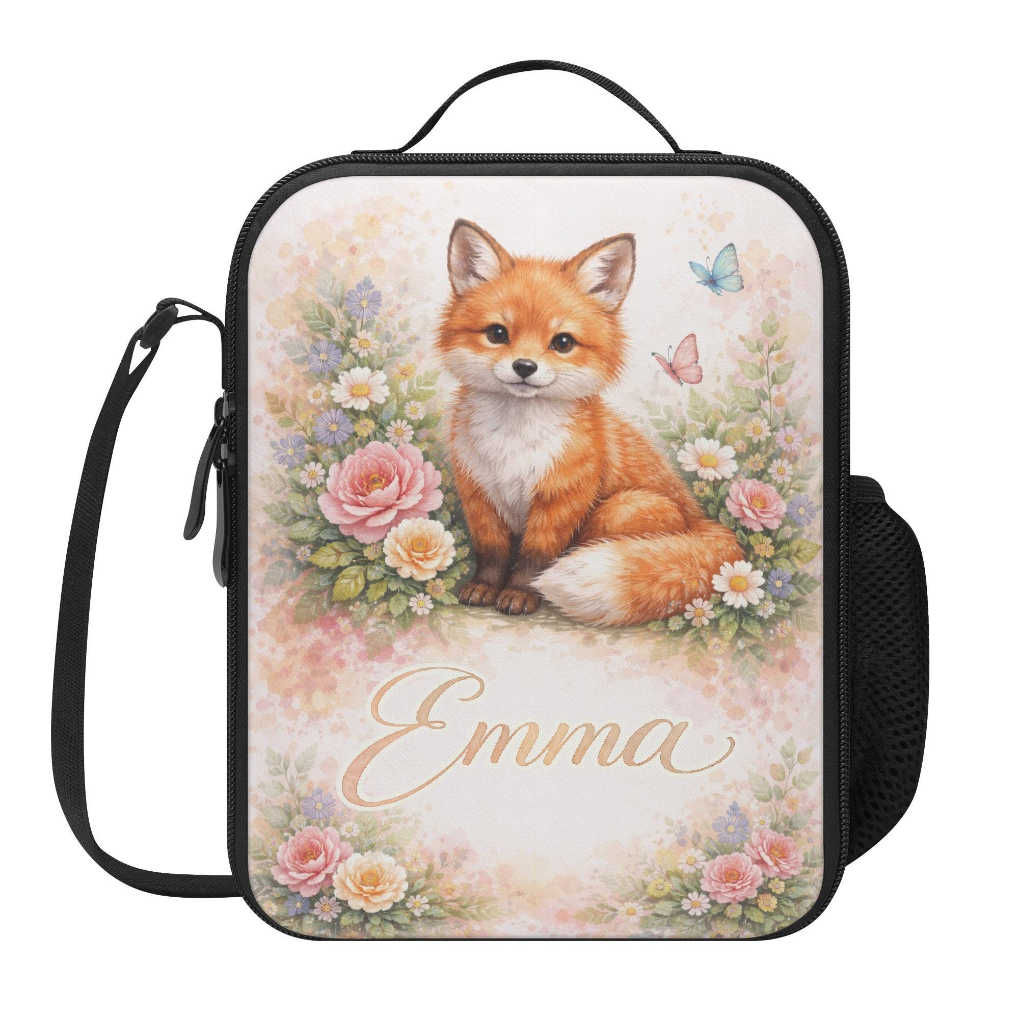 Cute Fox Floral Cottagecore Lunch Bag, Lunch Bag for School Camp Boys & Girls