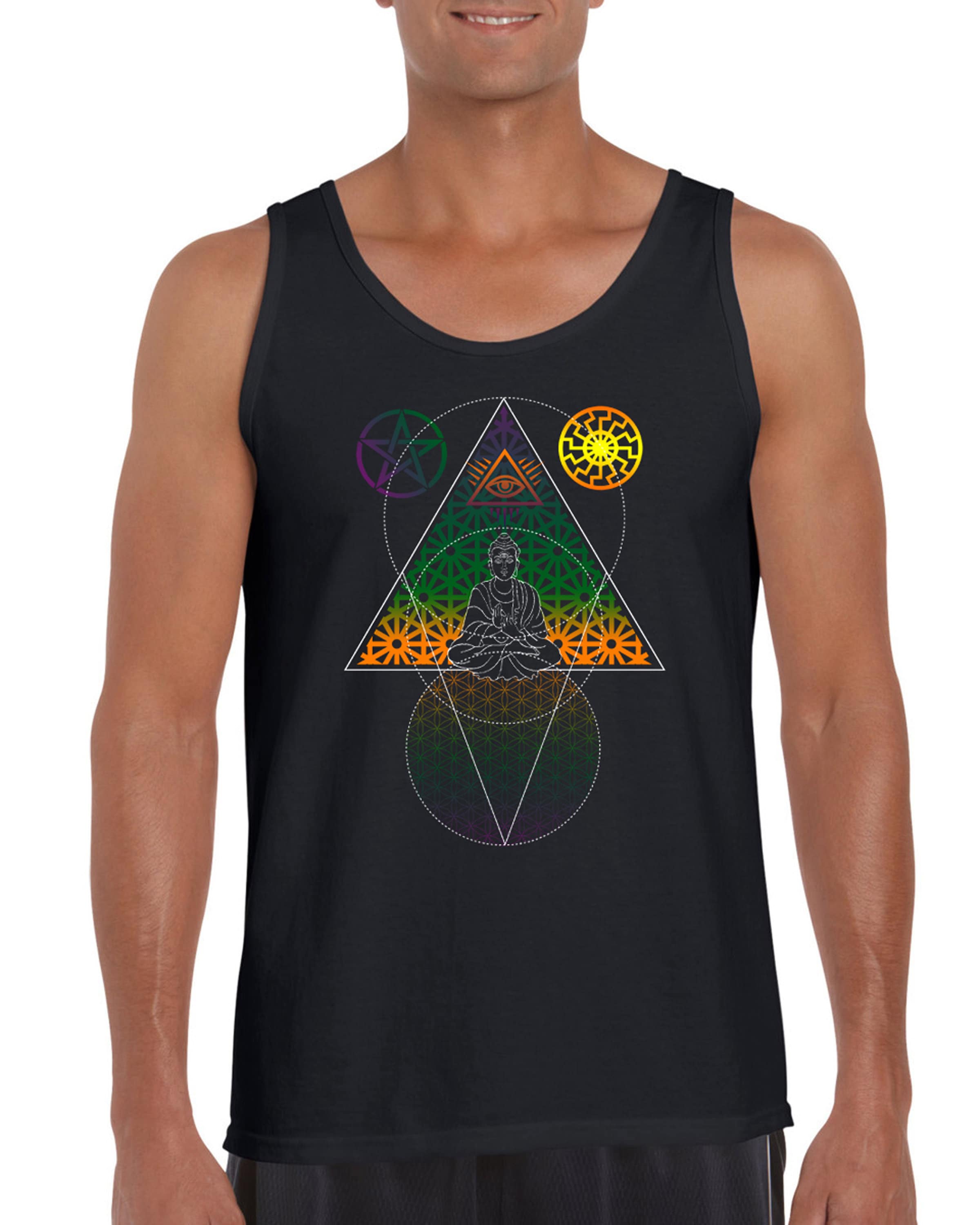 Men's All Over Print Vest Tank Top with Psychedelic Buddha Third Eye Design