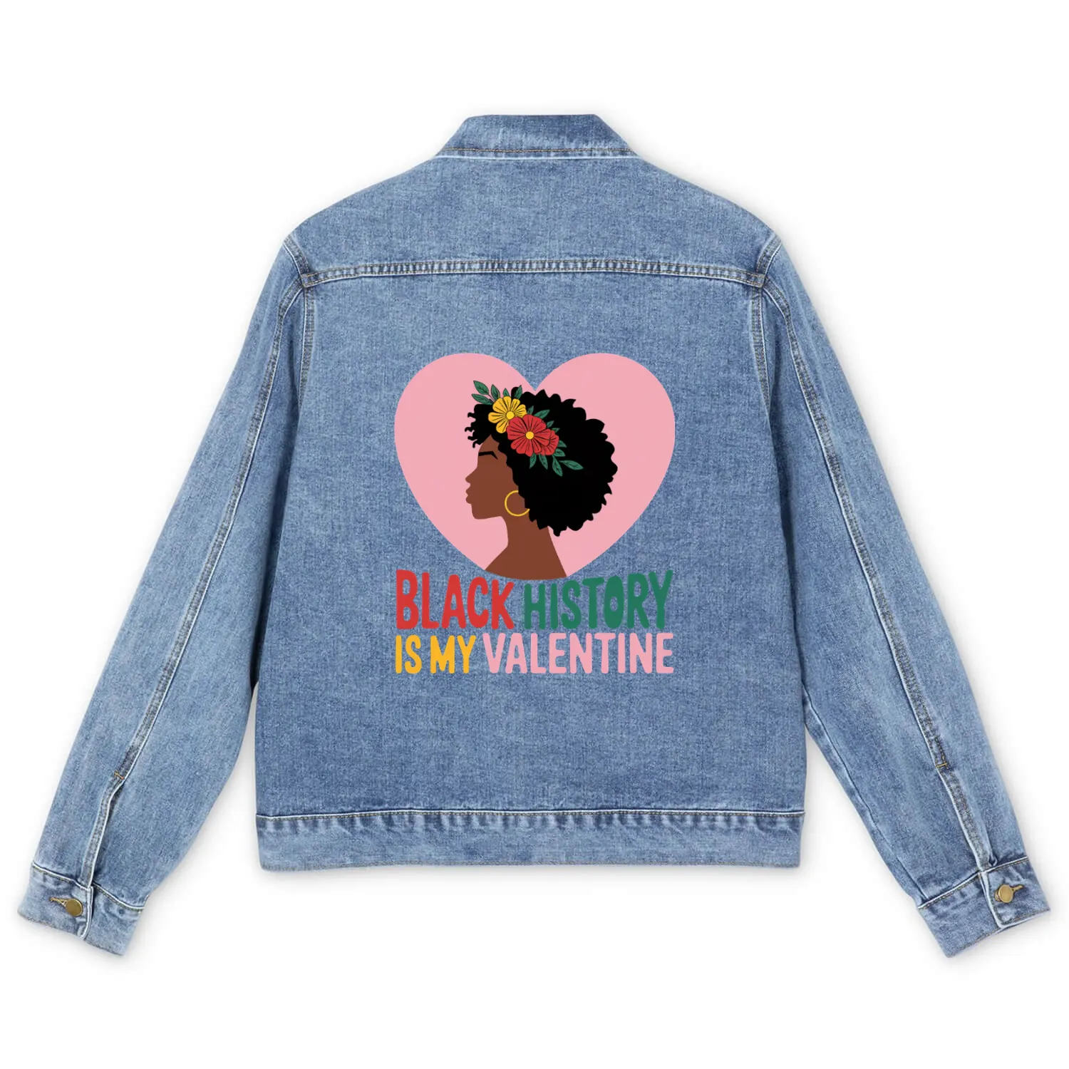 Black History Is My Valentine Design Men's Denim Jackets