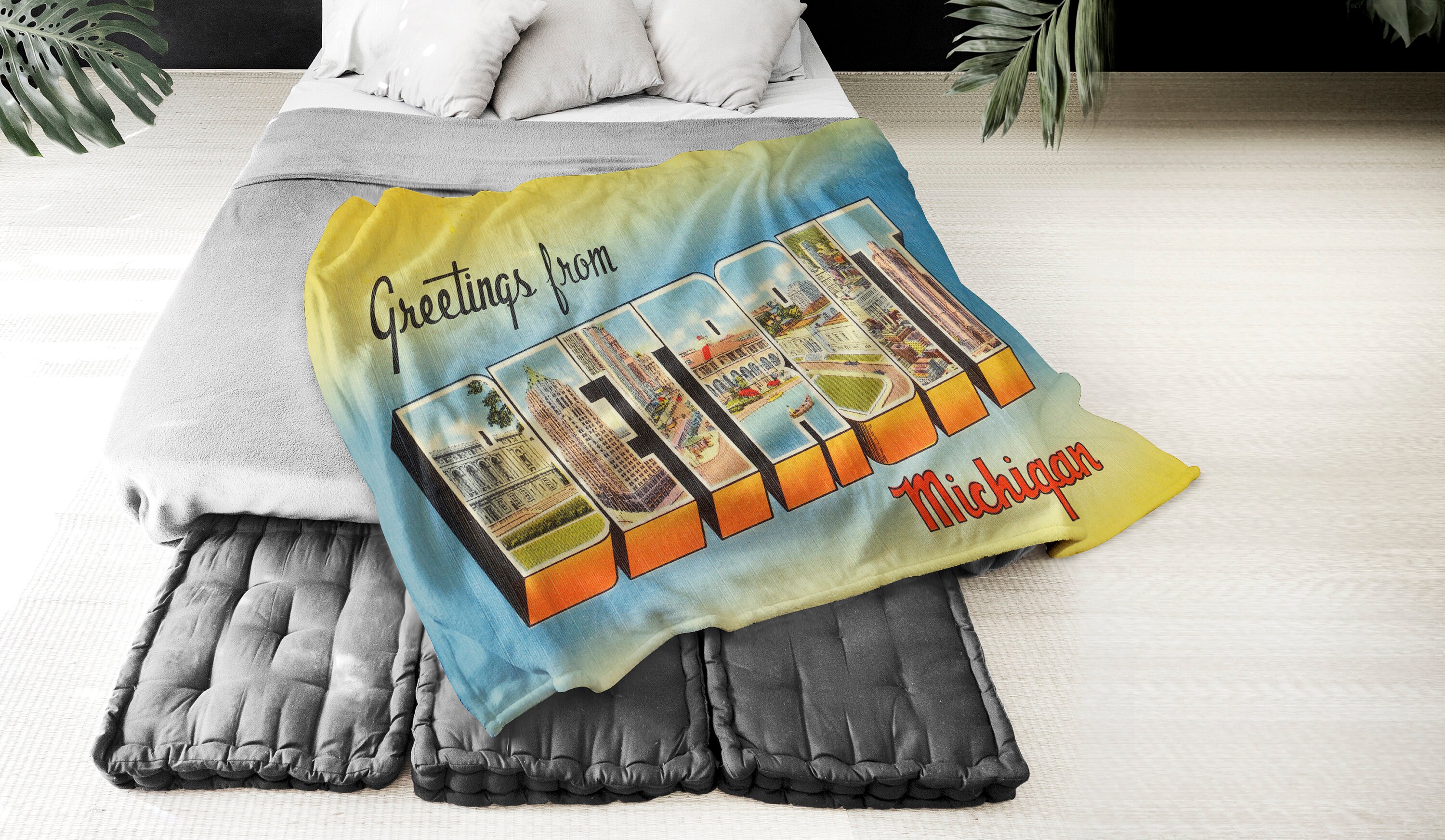 Detroit Blanket, Detroit Map Blanket, Fleece Blanket, Airbnb Decor, Detroit Gifts, Housewarming Gift, Throw Blanket, Detroit Decor, Michigan
