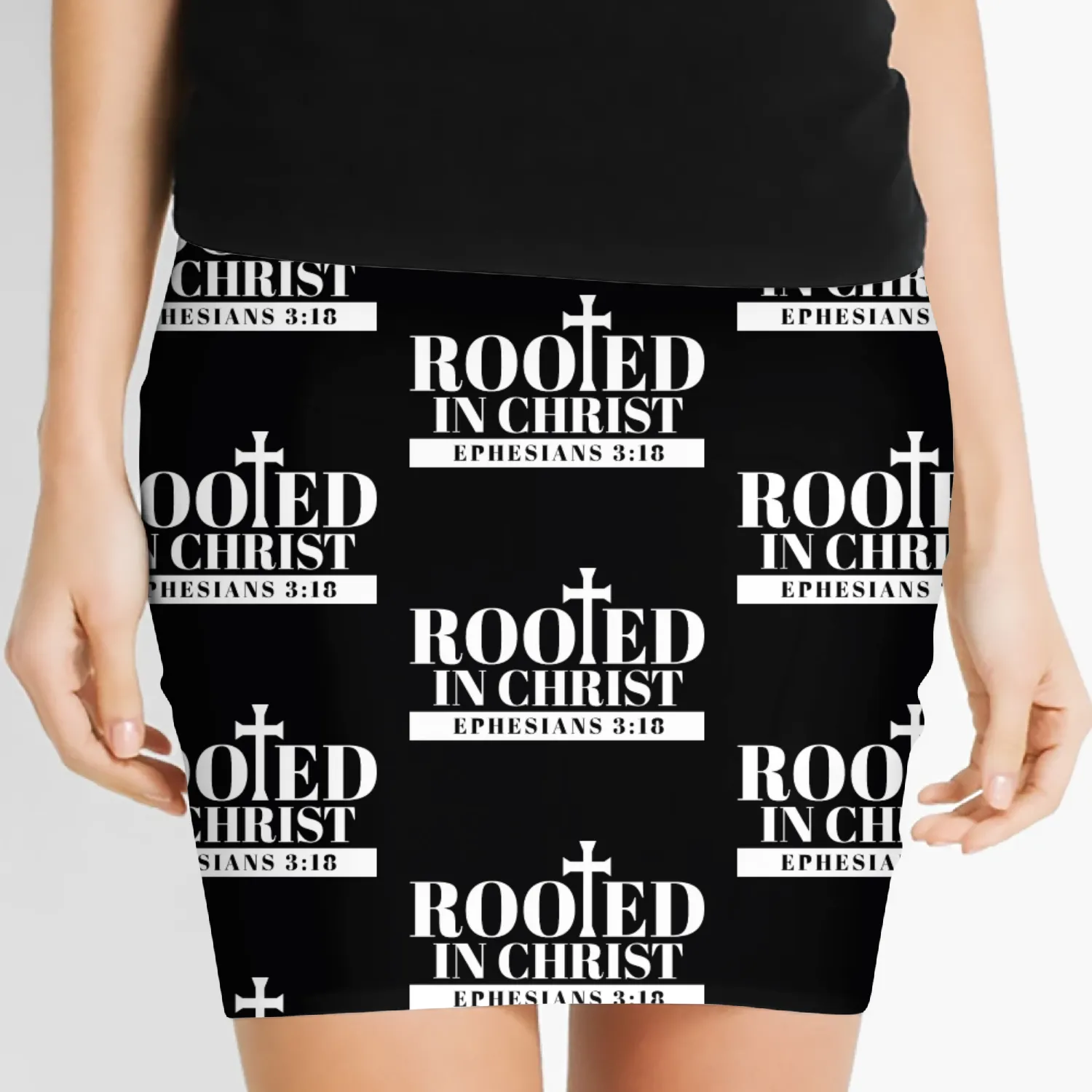 Bible Verse Rooted In Christ Ephesians 3:18 Jesus Women's Mini Skirts
