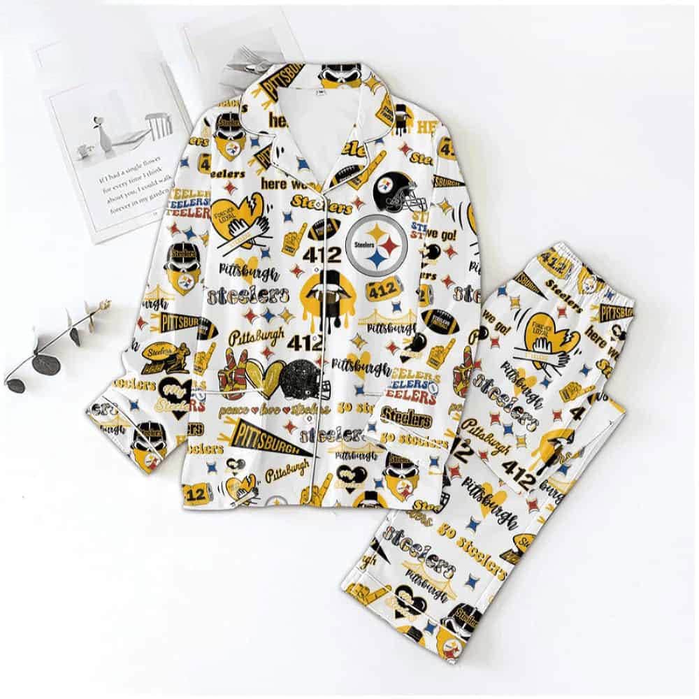 Peace Love Steeler 412 Forever Loyal Satin Pajamas, Steeler Football Satin Pajamas, Pittsburgh Football Satin Pajamas, Pittsburgh American