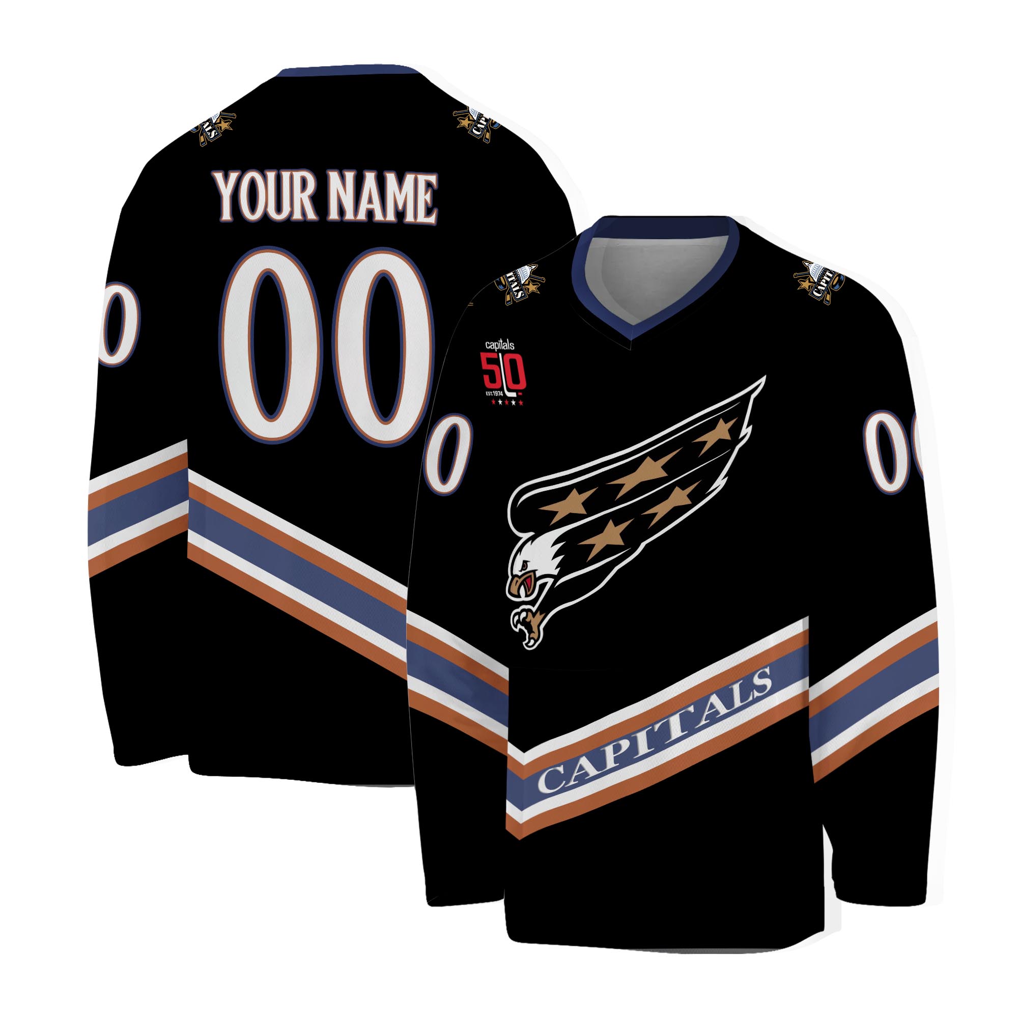 Washington Capitals Hockey Shirt 50th Anniversary Personalized Hockey Apparel