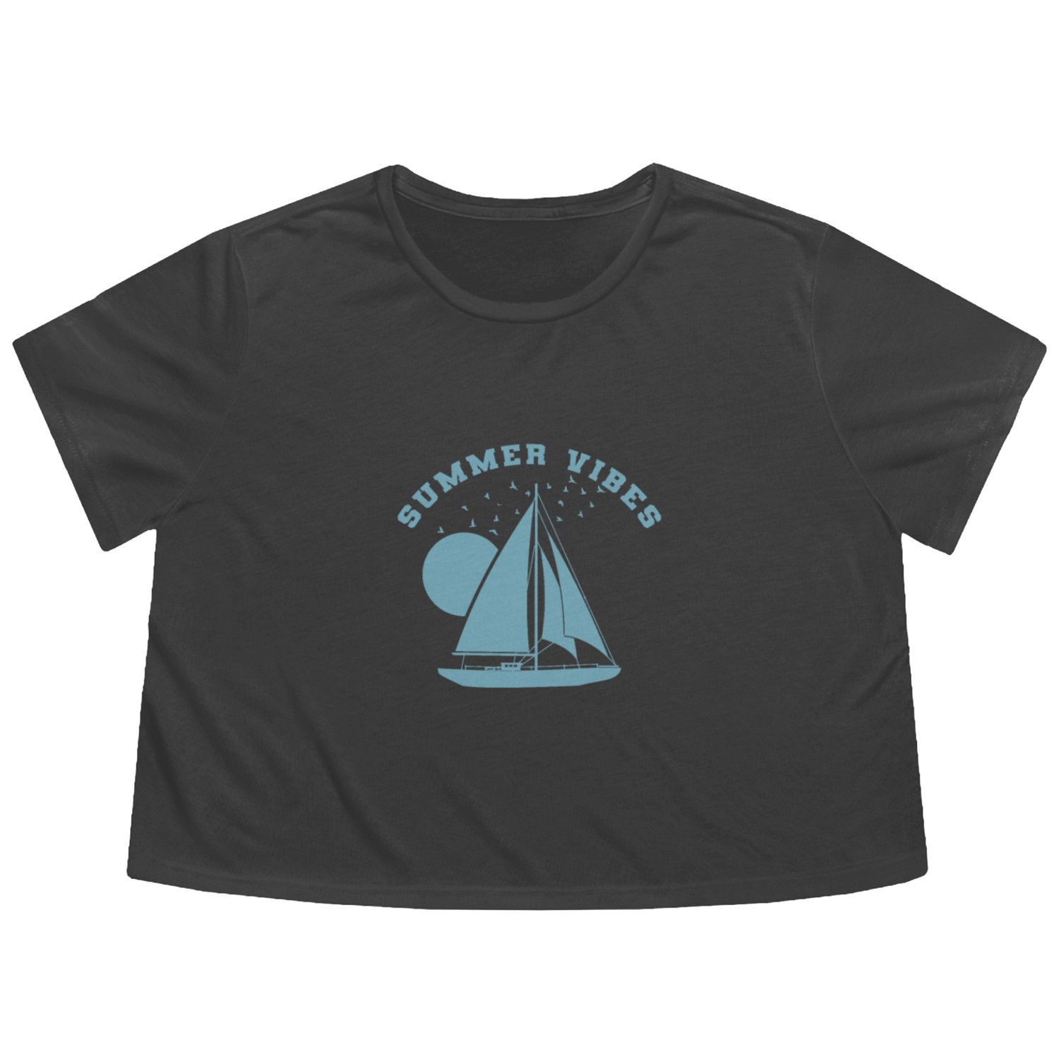 Summer Vibes Sailing Boat Water Sports Flowy Cropped Tees