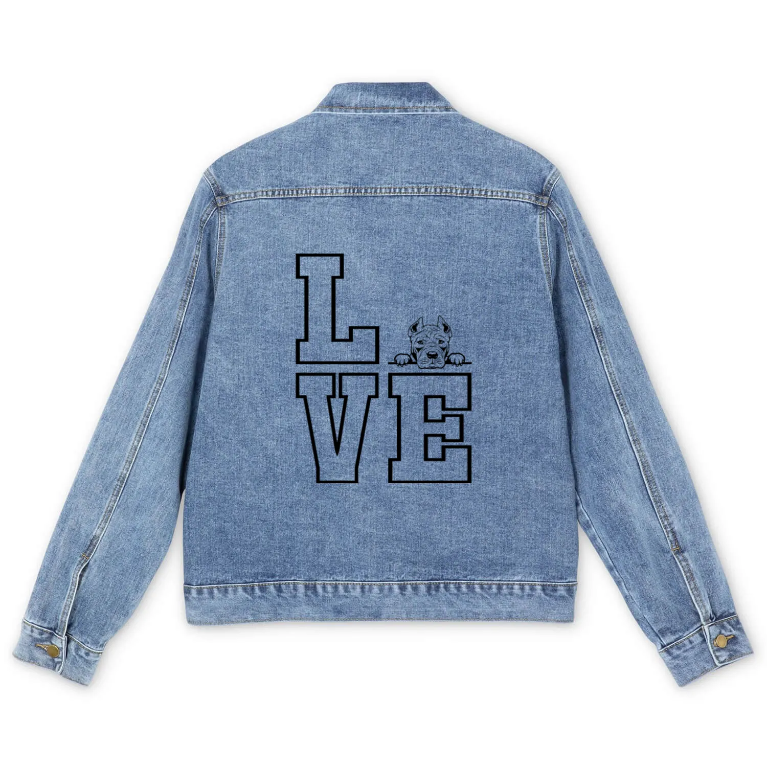 American Pit Bull Beautiful Portrait Men's Denim Jackets
