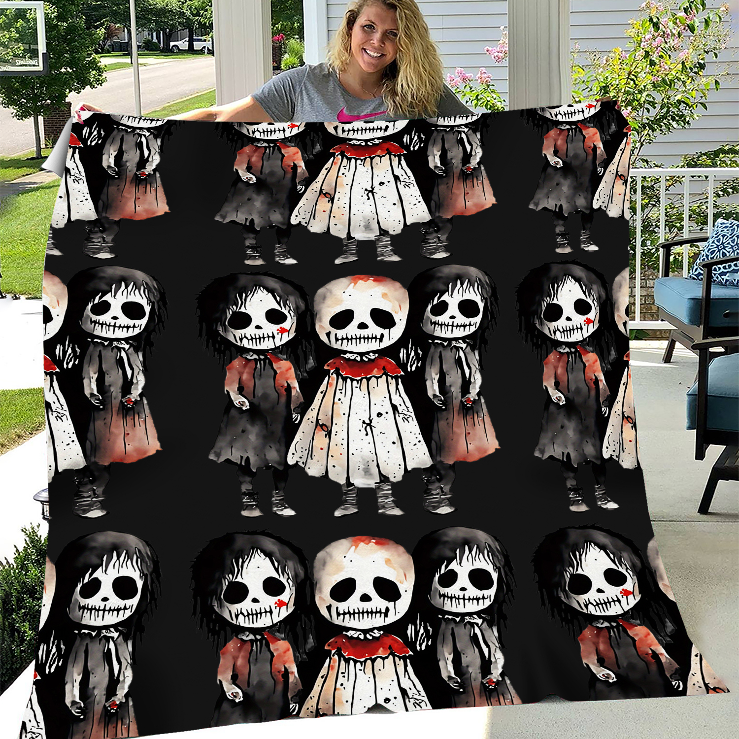 Spooky Fleece Blanket, Halloween , Ghostly Decor, Frightful Gift, Scary Movie Night, Autumn Cozy Wrap
