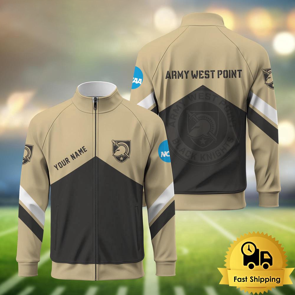 Armyy Black Knights Logo Custom Standing Neck Zipper Jacket