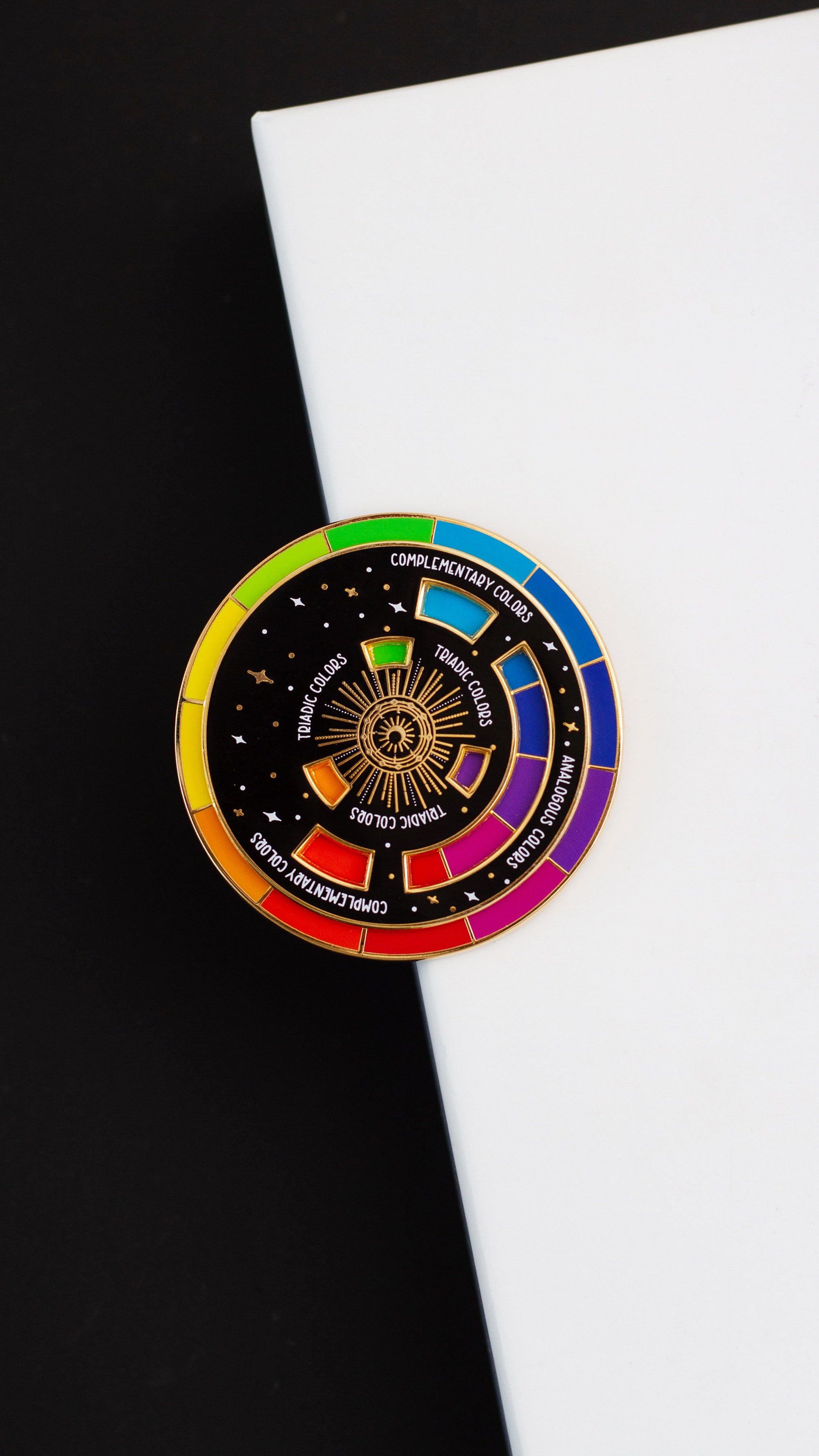 Color Wheel Interactive Enamel Pin (Black) Spinning Pin | Color Wheel Pin
