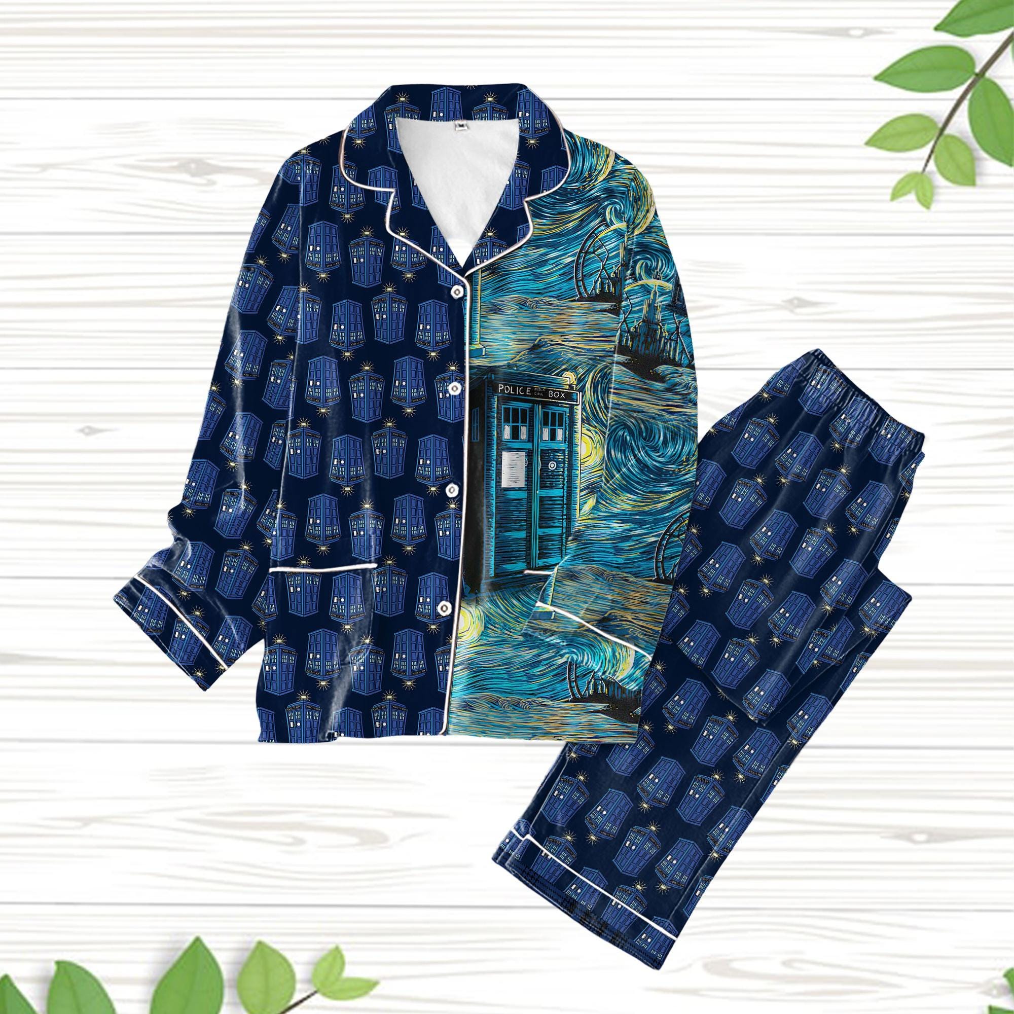 Dr Who Tv Show Pajamas, Dr Who Police Box Pajamas, Doctor Who Sitcom Pajamas, Dr Who Tardit Holiday Pajamas, Dr Who Christmas Pajamas