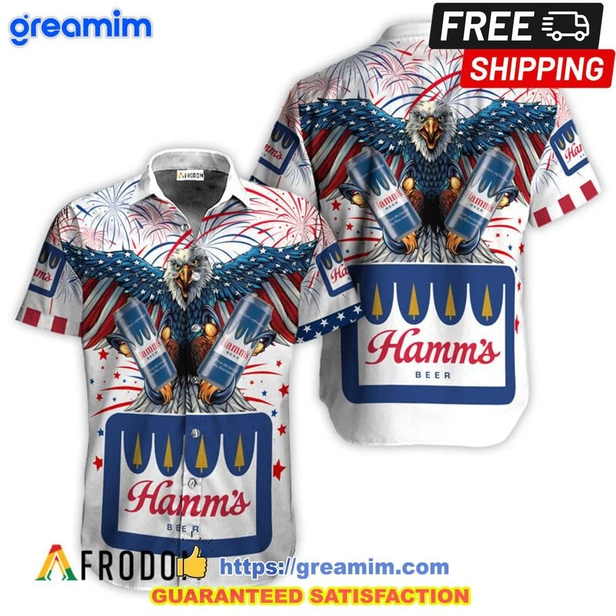 Hamm8217s Beer US Flag 4th Of July Hawaiian Shirt