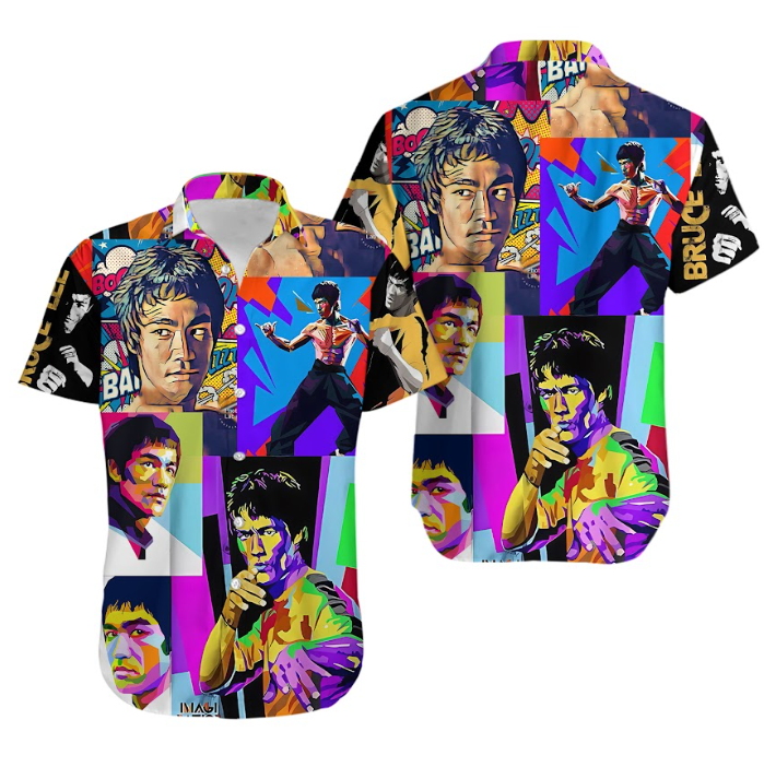 NEW! Bruce Lee Colorful Hawaiian Shirt, Bruce Lee Memory, Gift for Fan