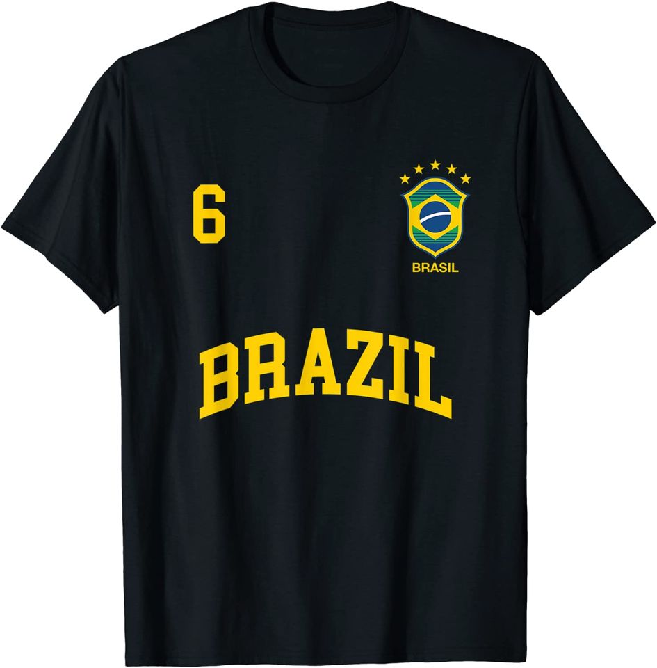 Brazil Number 6 Brazilian Soccer Team Sports Shirt