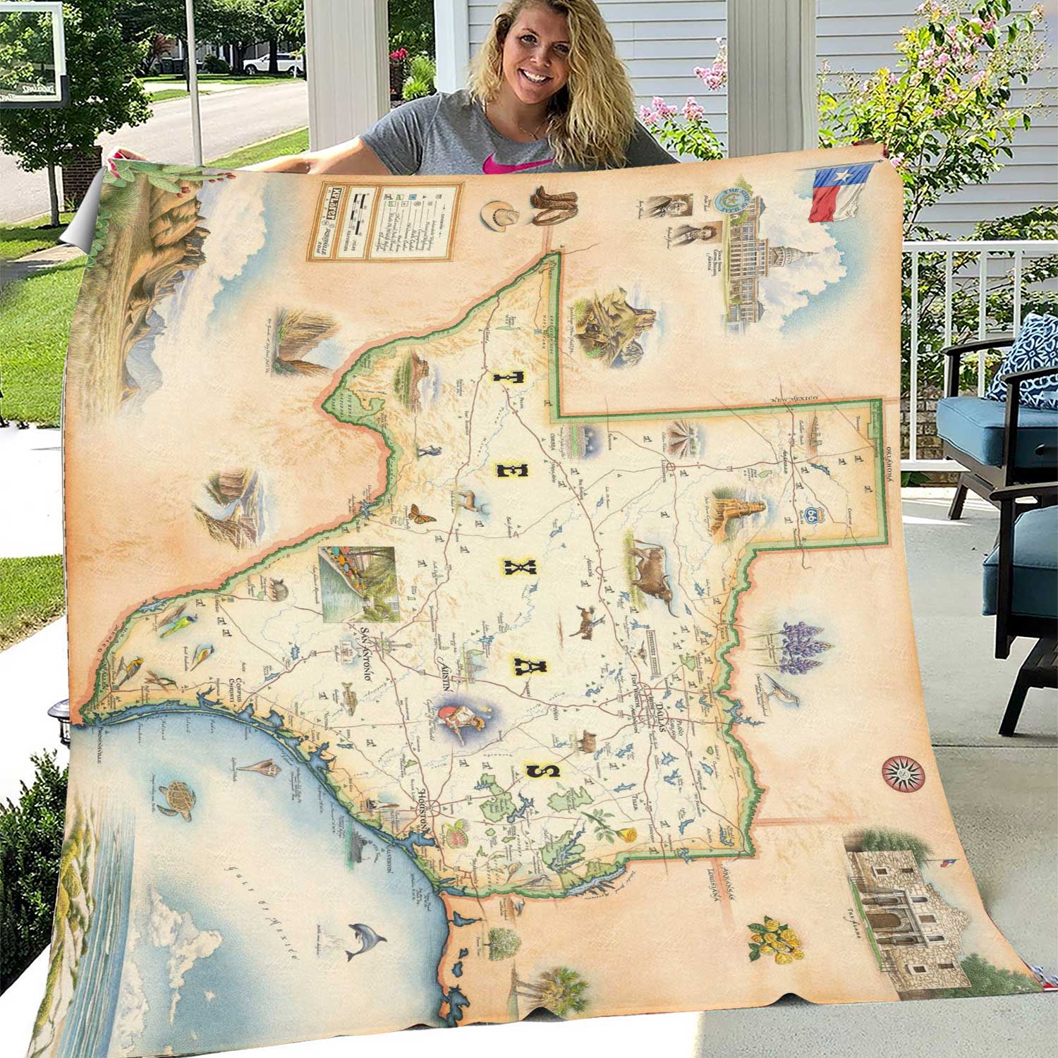 Texas State Map Fleece Blanket - Soft, Cozy, and Warm