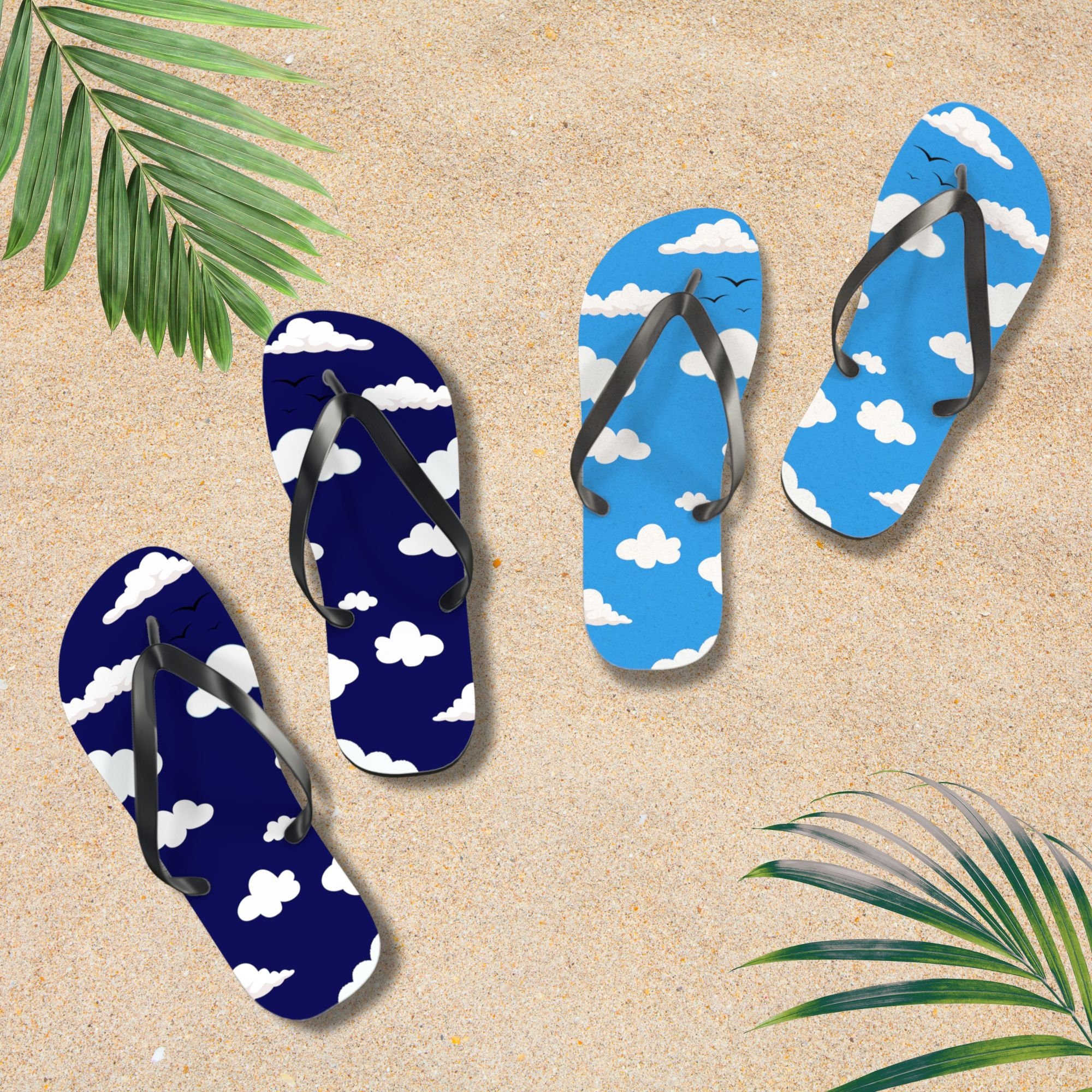 Cloud Flip Flops, Summer Casual Footwear, Flips for Men and Women, Pool Spa Sandals, Cute Thong Sandals, Blue Sky Flips, Weather Lover Gift