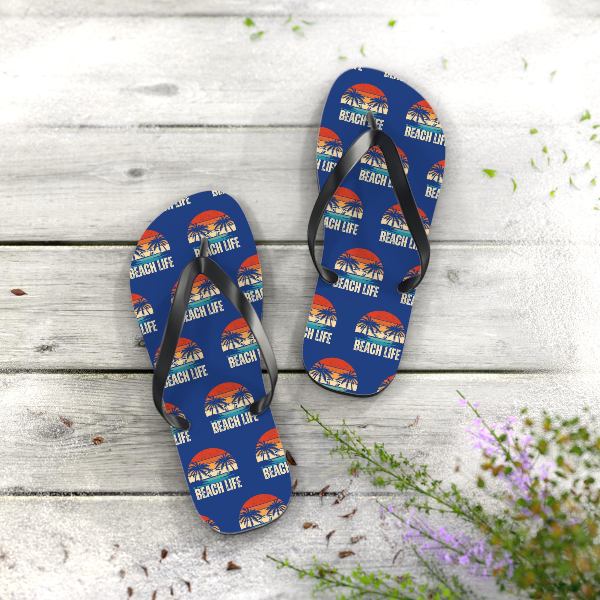 Beach Life Flip Flops, Comfortable Summer Sandals, Casual Footwear, Beach-Ready, Stylish & Lightweight Flip Flops