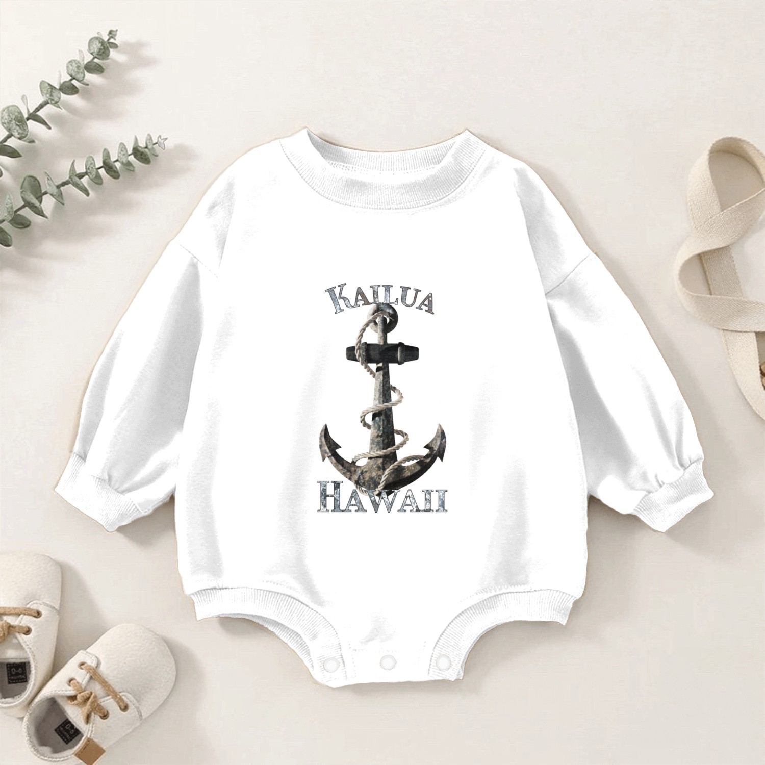 Kailua Hawaii Nautical Anchor Sailing Baby Romper Sweatshirts