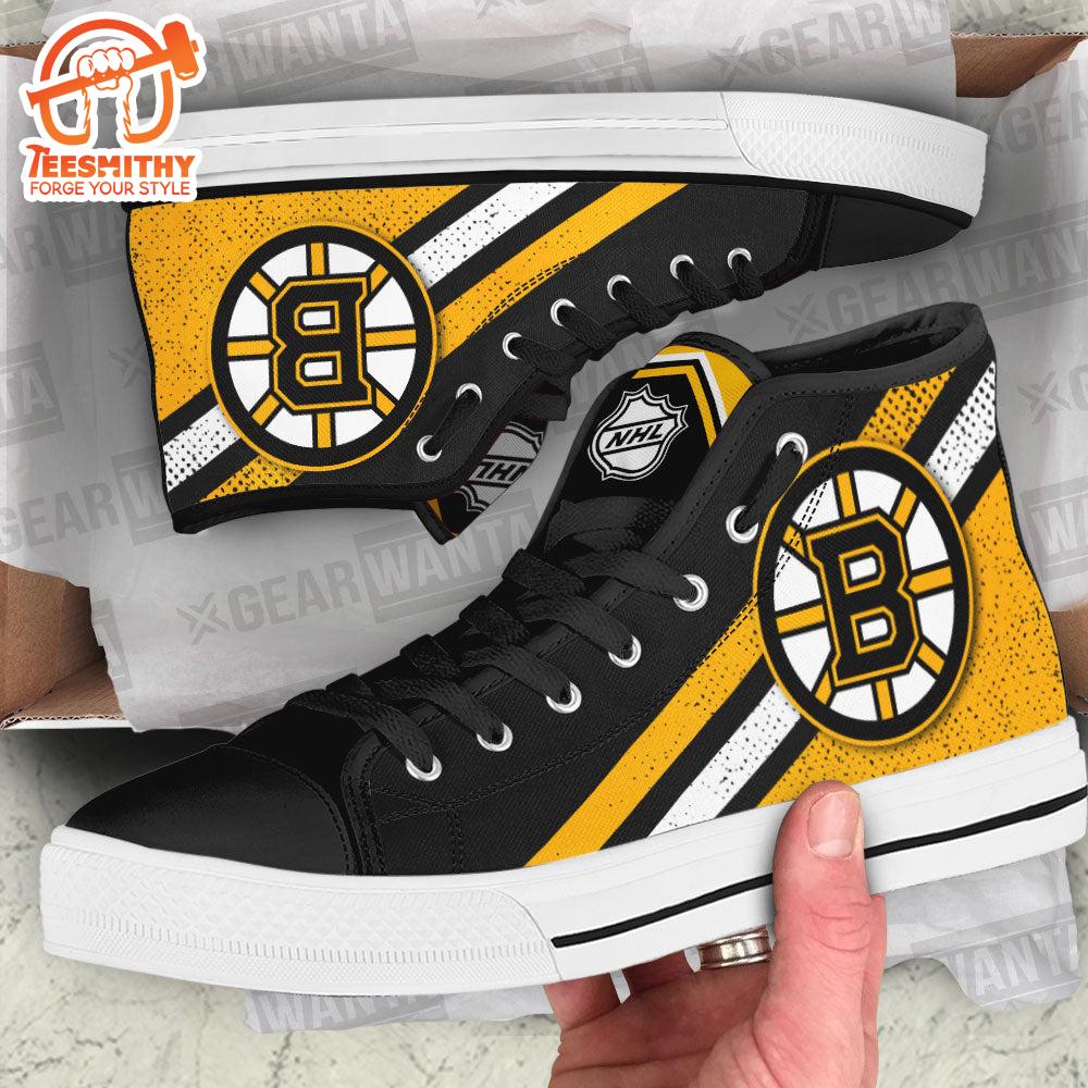 Boston Bruins High Top Shoes, Sneakers For Fans