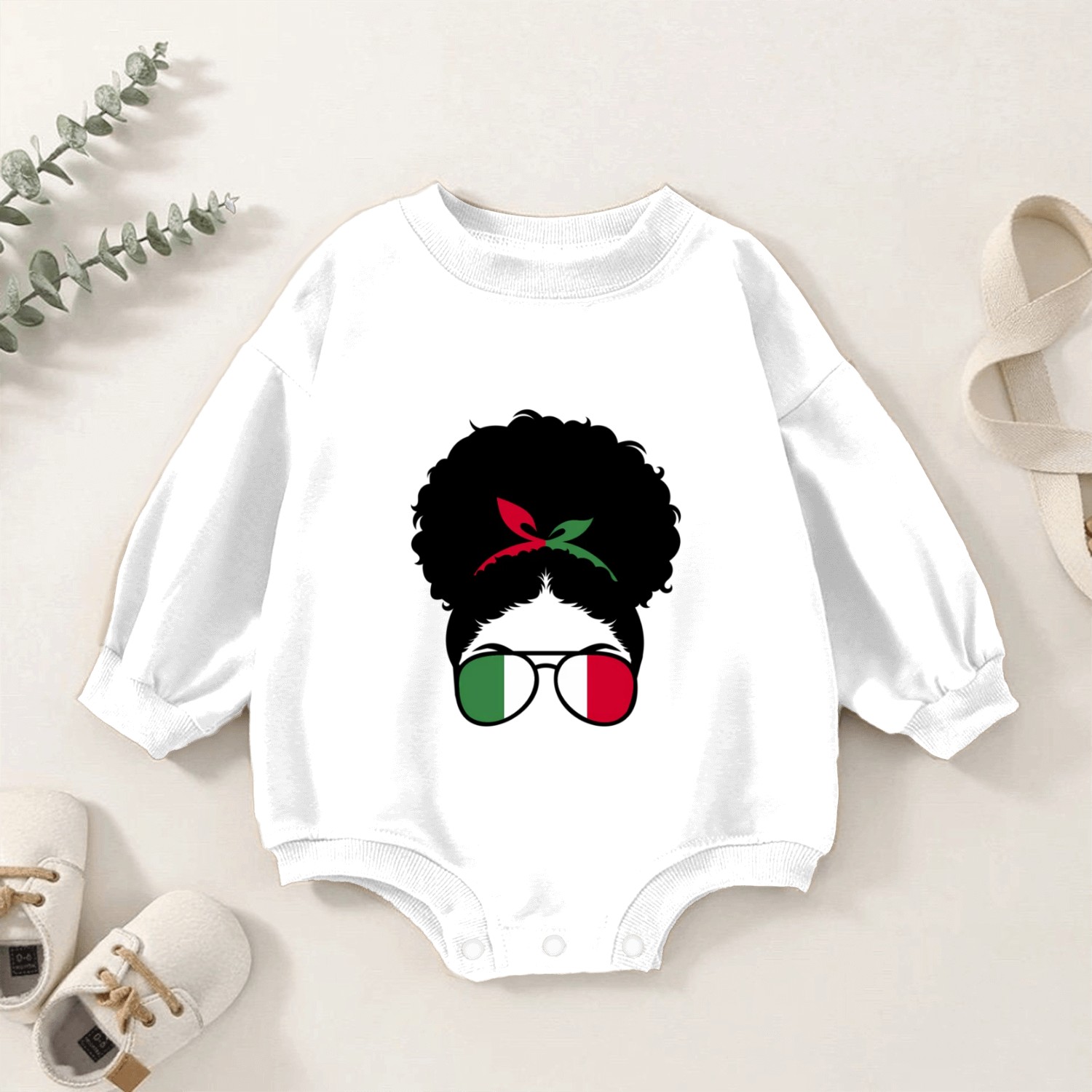 Proud Italian Roots Mothers Day Italy Afro Baby Romper Sweatshirts