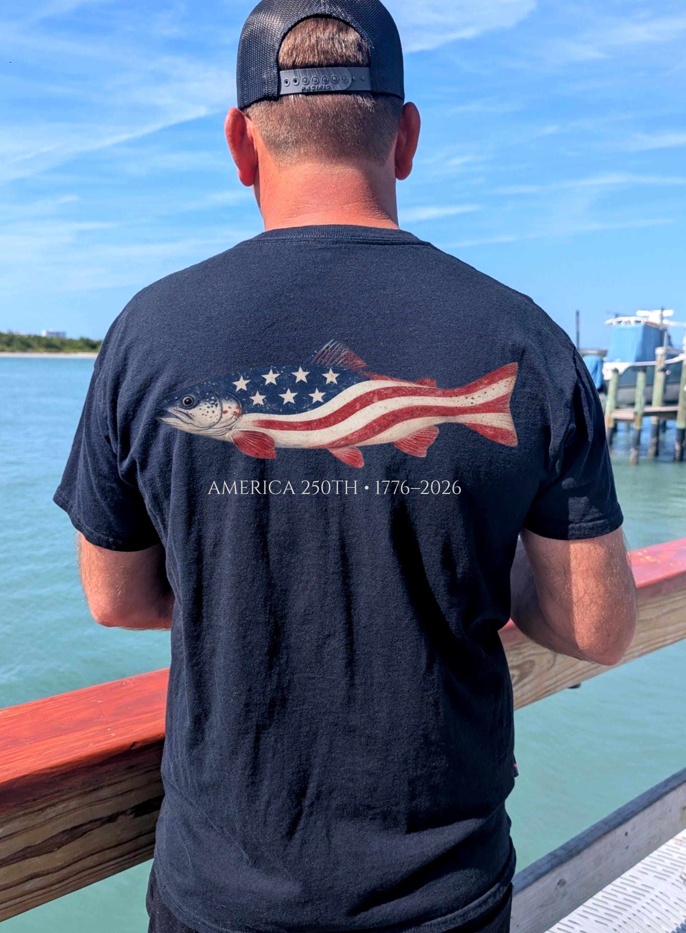America 250th Fishing Shirt, Trout American Flag TShirt, Patriotic Fisherman Tee, 1776 2026 Anniversary Shirt