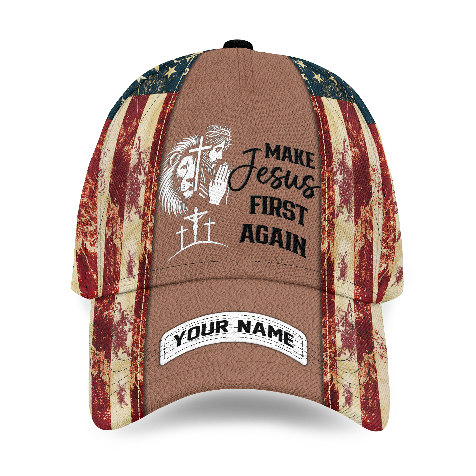 Personalized Lion Christian Make Jesus First Again Classic Baseball Cap