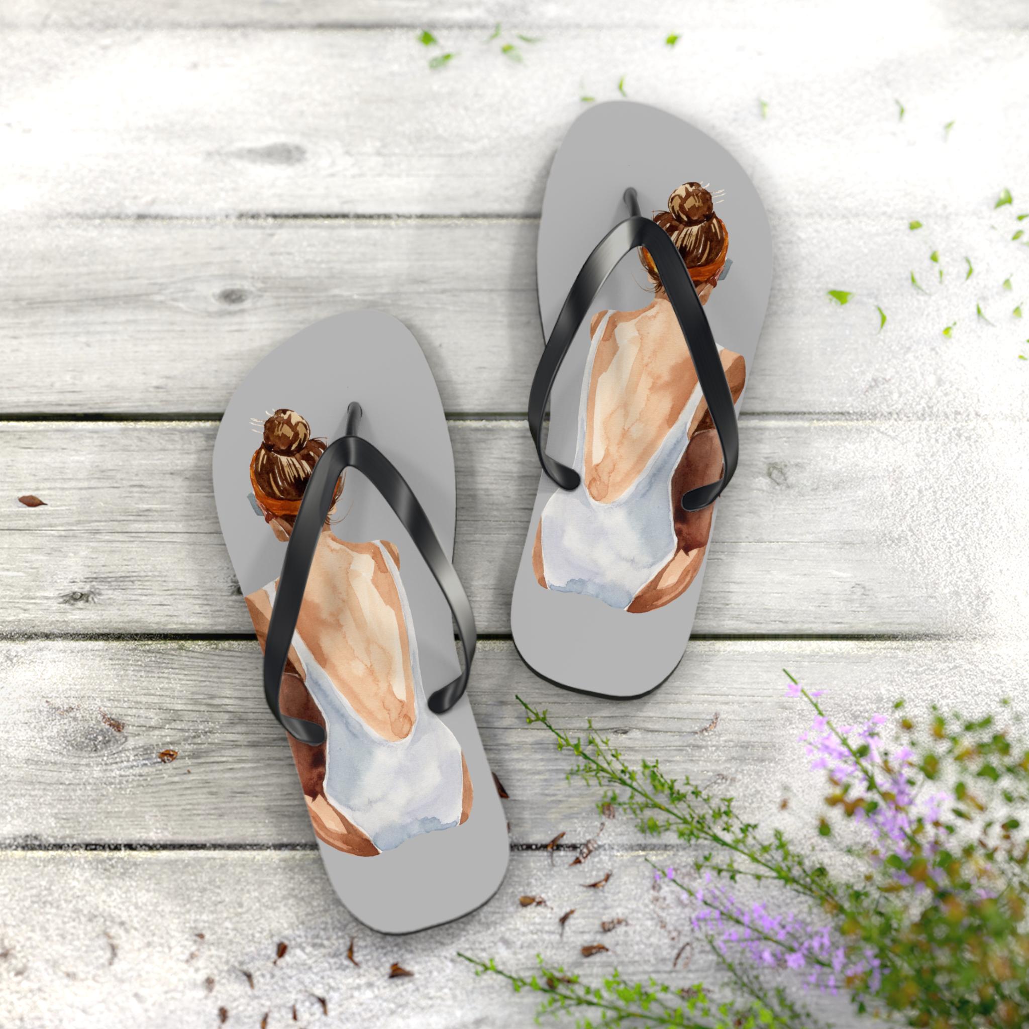 Artistic Flip Flops for Summer Vibes, Beachwear, Summer Footwear, Vacation Sandals, Pool Party Essential, Gift for Her