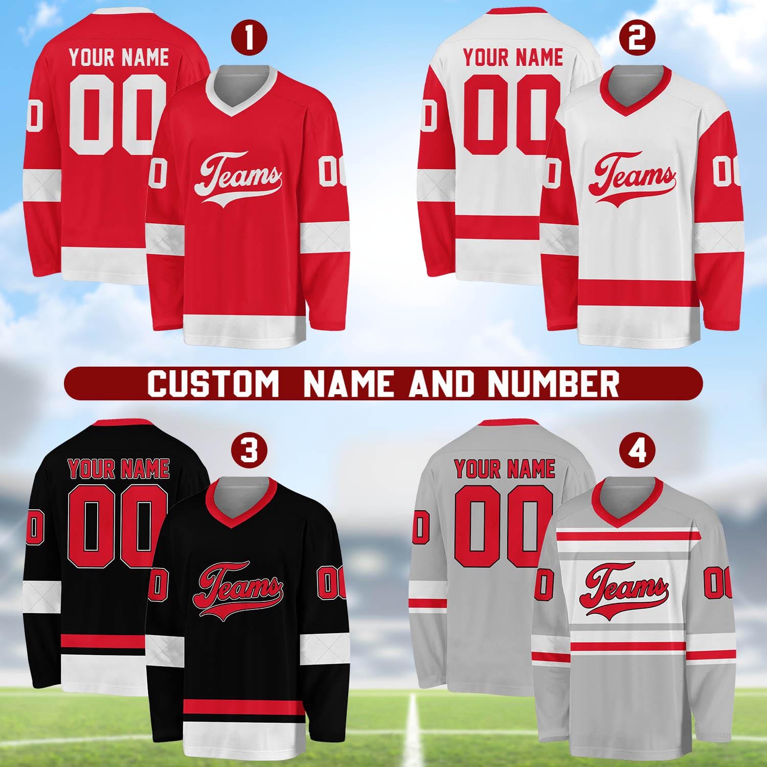 Personalized Team Name & Number Hockey Jersey, Custom Name Hockey Jersey, Hockey Jersey Uniform For Hockey Fans, Hockey Lovers