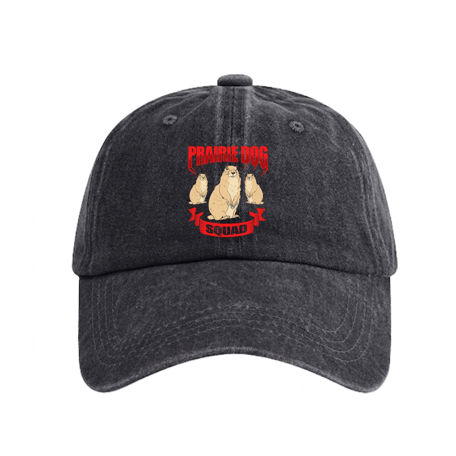 Prairie Dog Groundhog Squirrel Xerini Rodent Washed Denim Baseball Caps