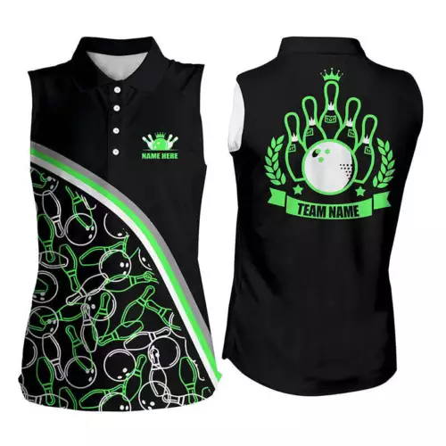 Personalized Bowling Sleeveless Polo Shirt For Women Custom Multi Color Bowling