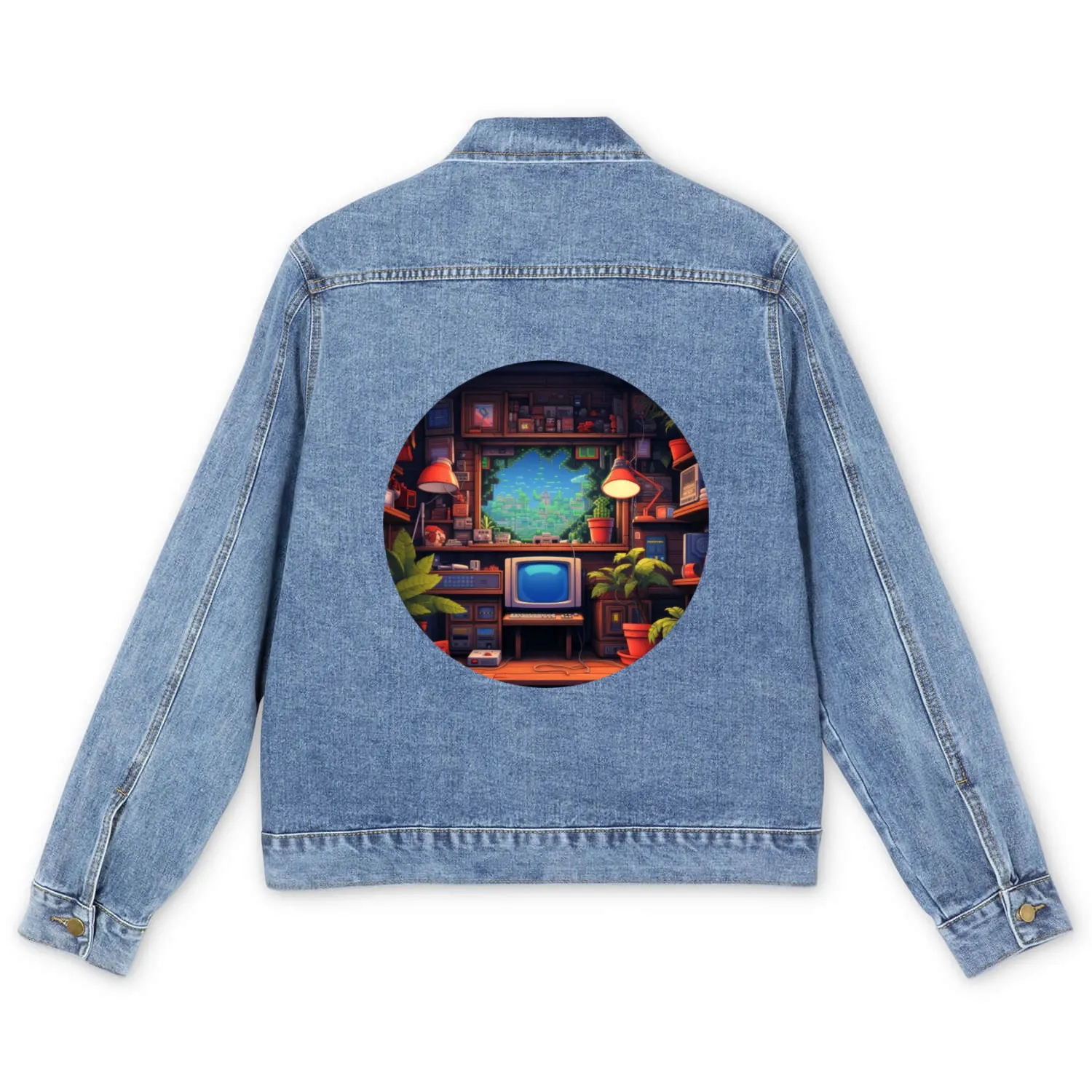 Pixelated Nostalgia: Embrace Retro Gaming Fun Men's Denim Jackets