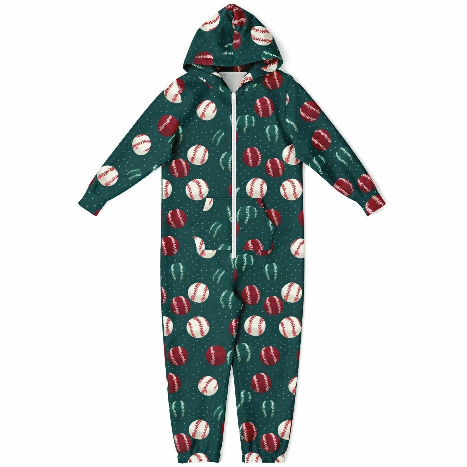 Baseball Themed Hooded Jumpsuit | Adult Jumpsuit | Adult Onesie