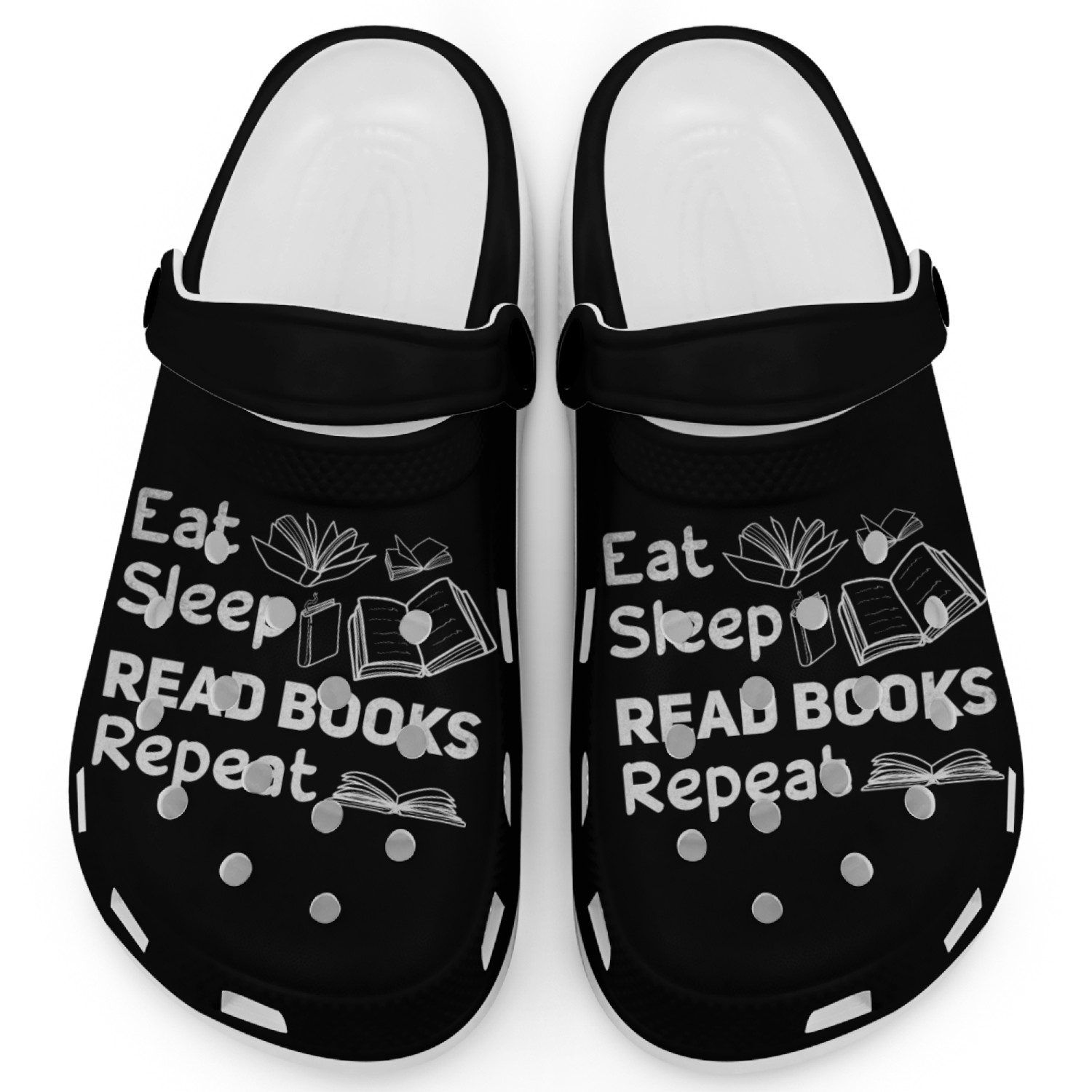 Eat Sleep Read Books Repeat Bookworm Book Lover Clogs