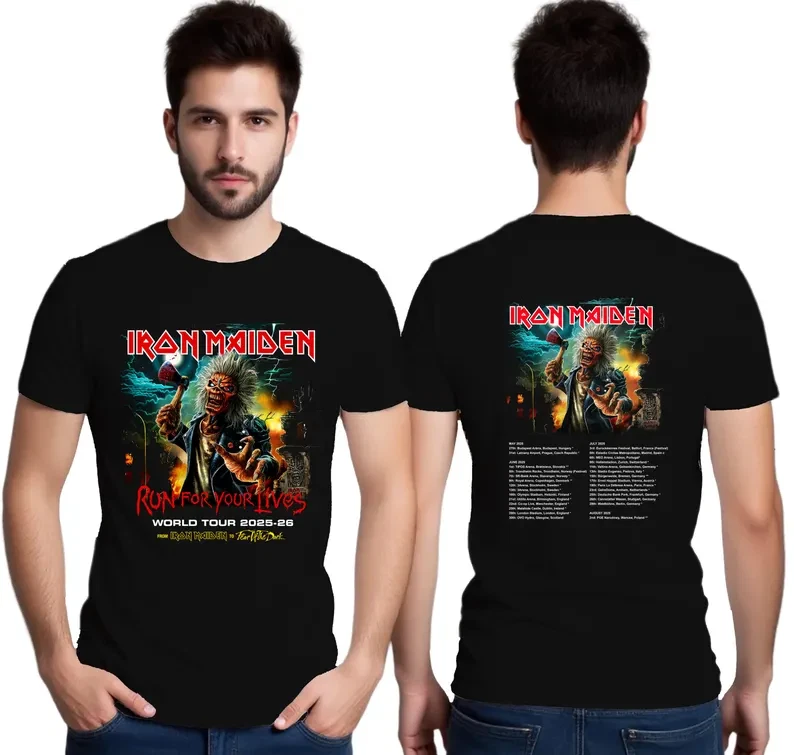 Iron Maiden Tour 2025-26 T-Shirt, Run for Your Lives Tour 2025 with Tour Dates