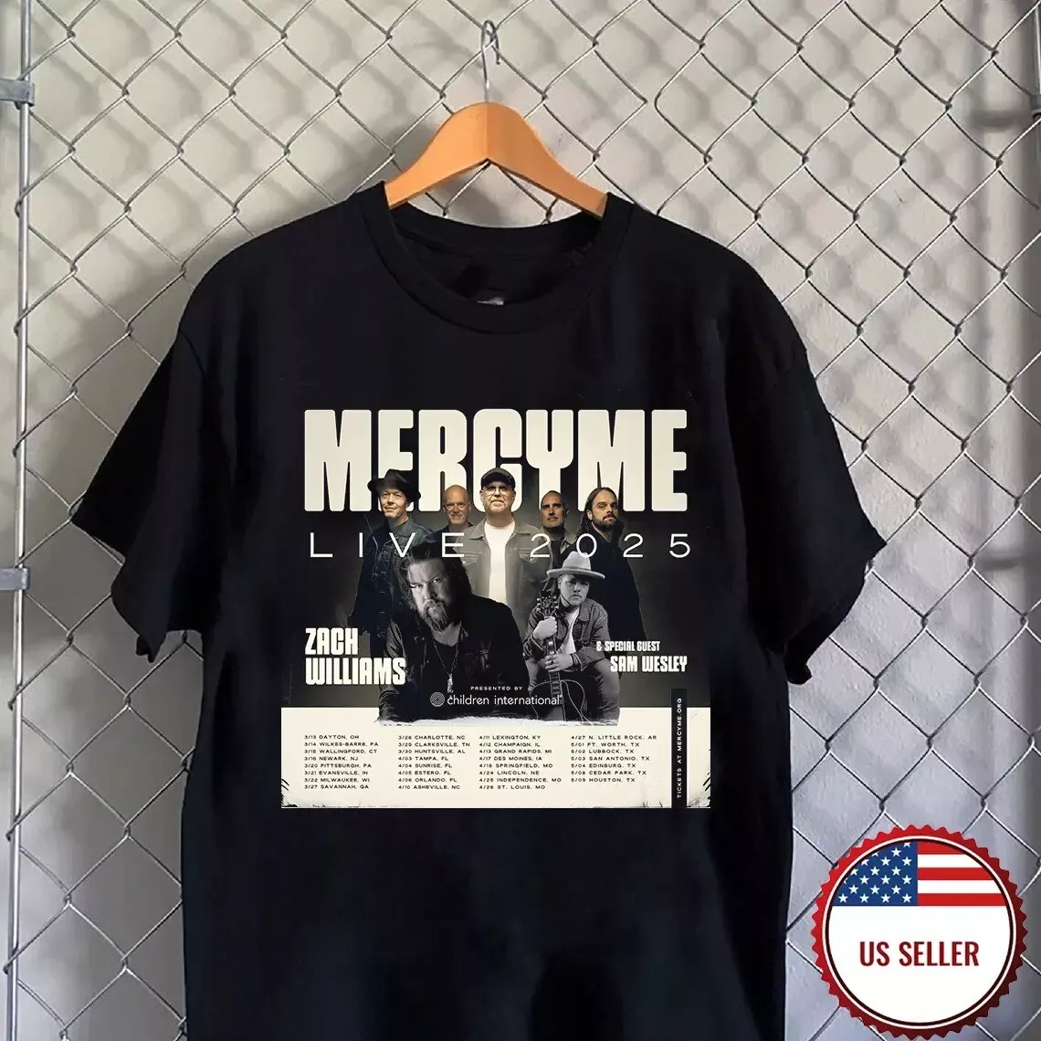MercyMe Live 2025 Tour Date Black cotton T Shirt