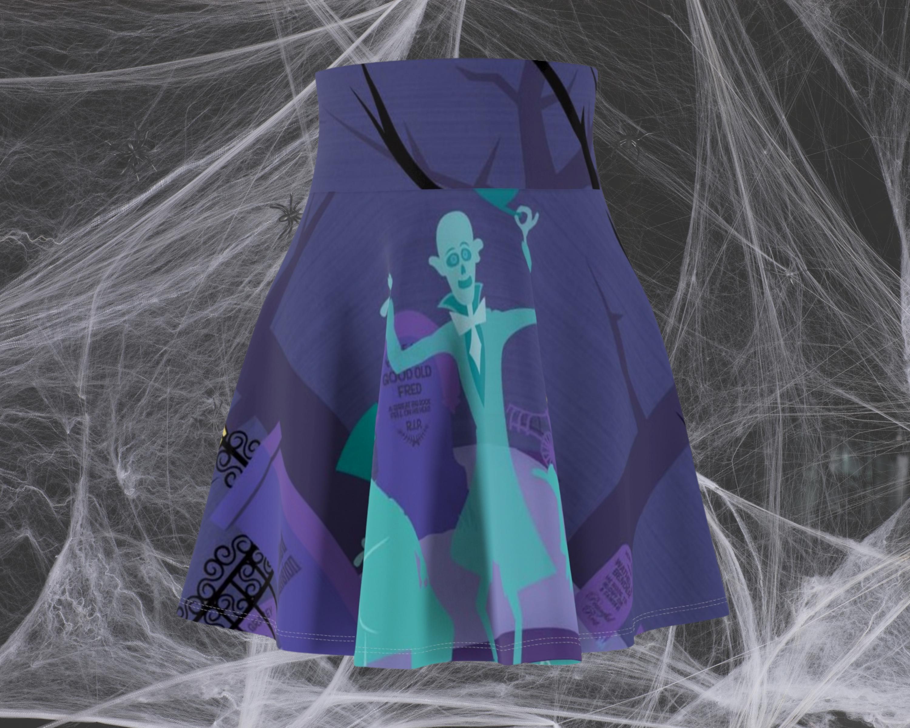 Hitchhiking Ghosts Running Skirt | Halloween Running Skirt | Magical Running Skirt | Women's Skater Skirt
