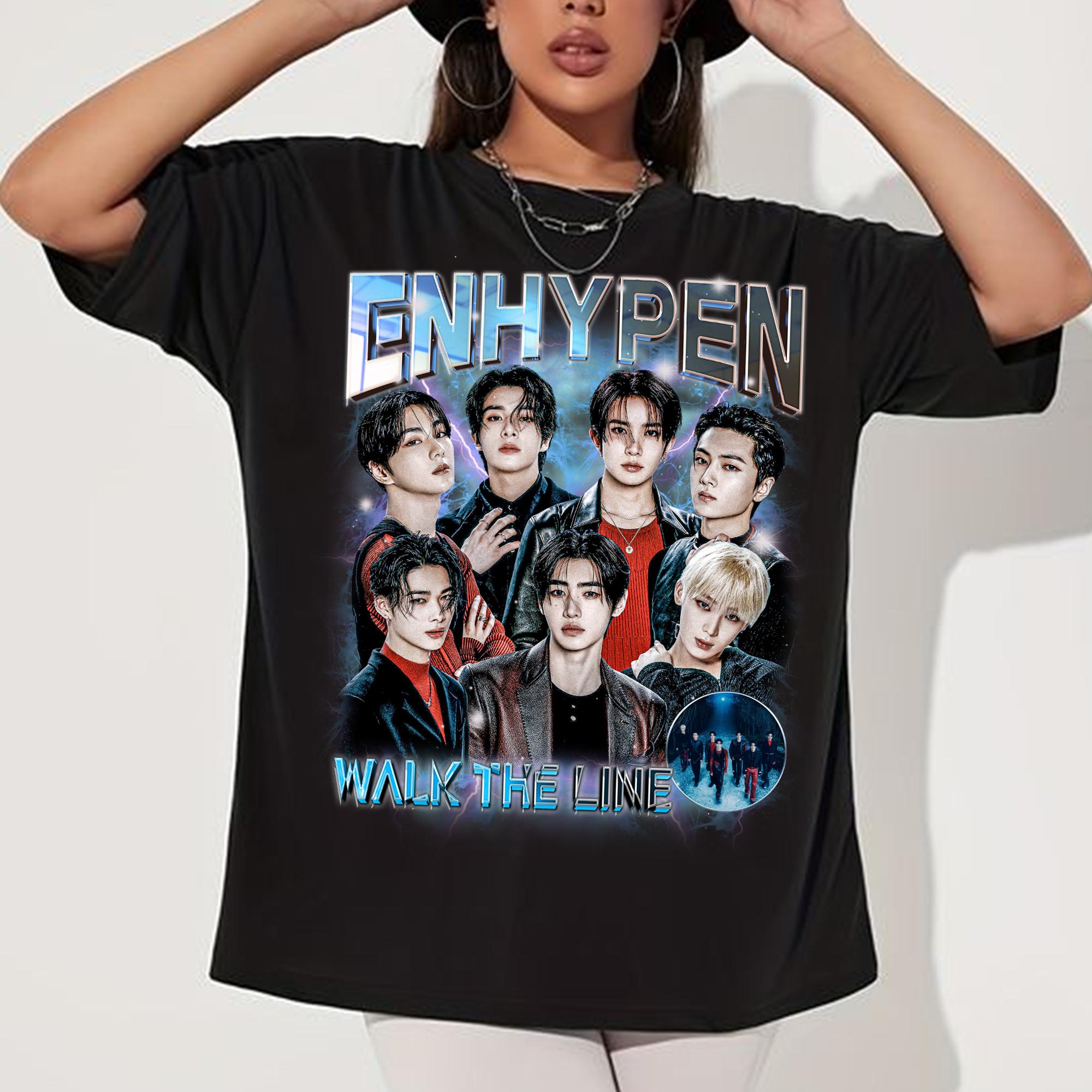Retro Enhypen Walk The Line World Tour 2025 T-shirt, Enhypen Desire: Unleash Shirt, Enhypen Fate Plus Tour Shirt, Enhypen Members Kpop Shirt