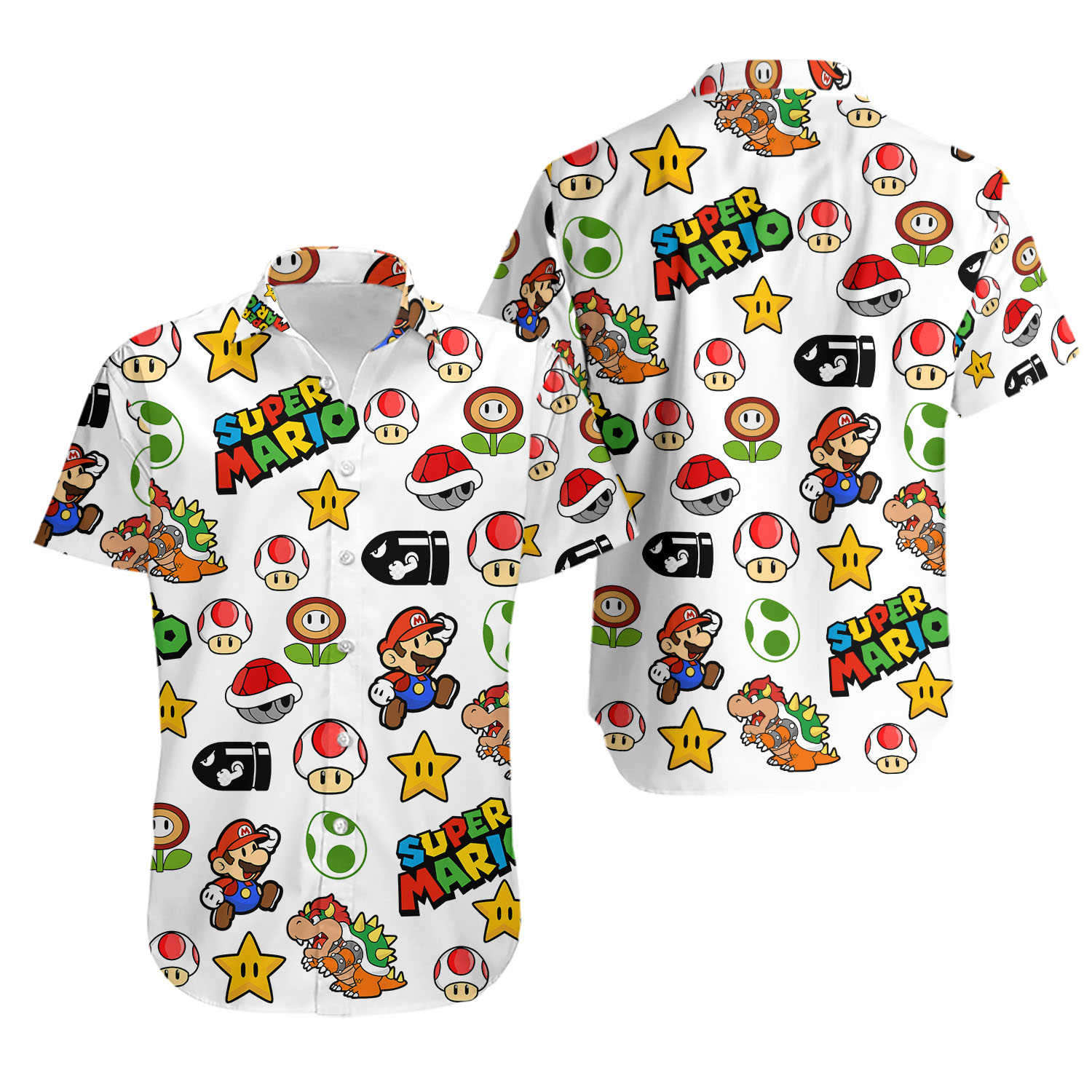Super Mario Hawaiian Button Down Shirt