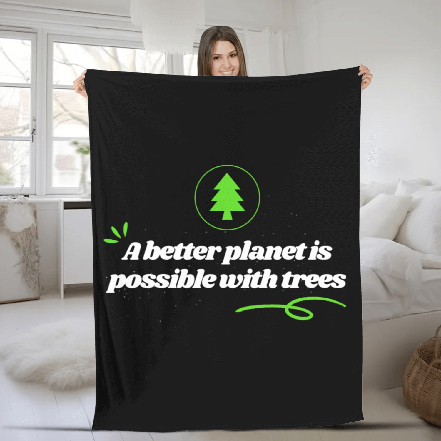 a better planet is possible with trees. Fleece Blankets