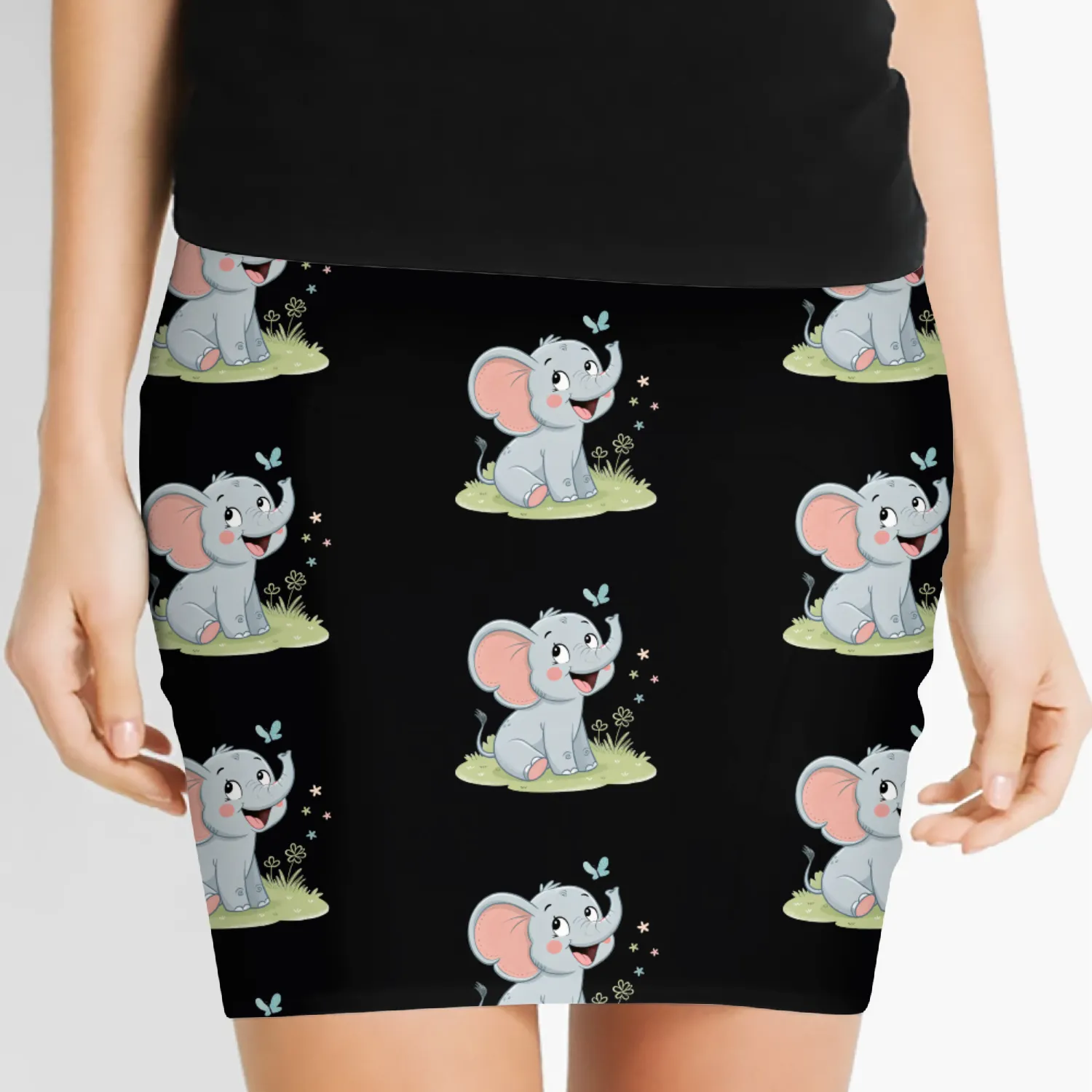 Cute Elephant with Butterfly Wings Women's Mini Skirts